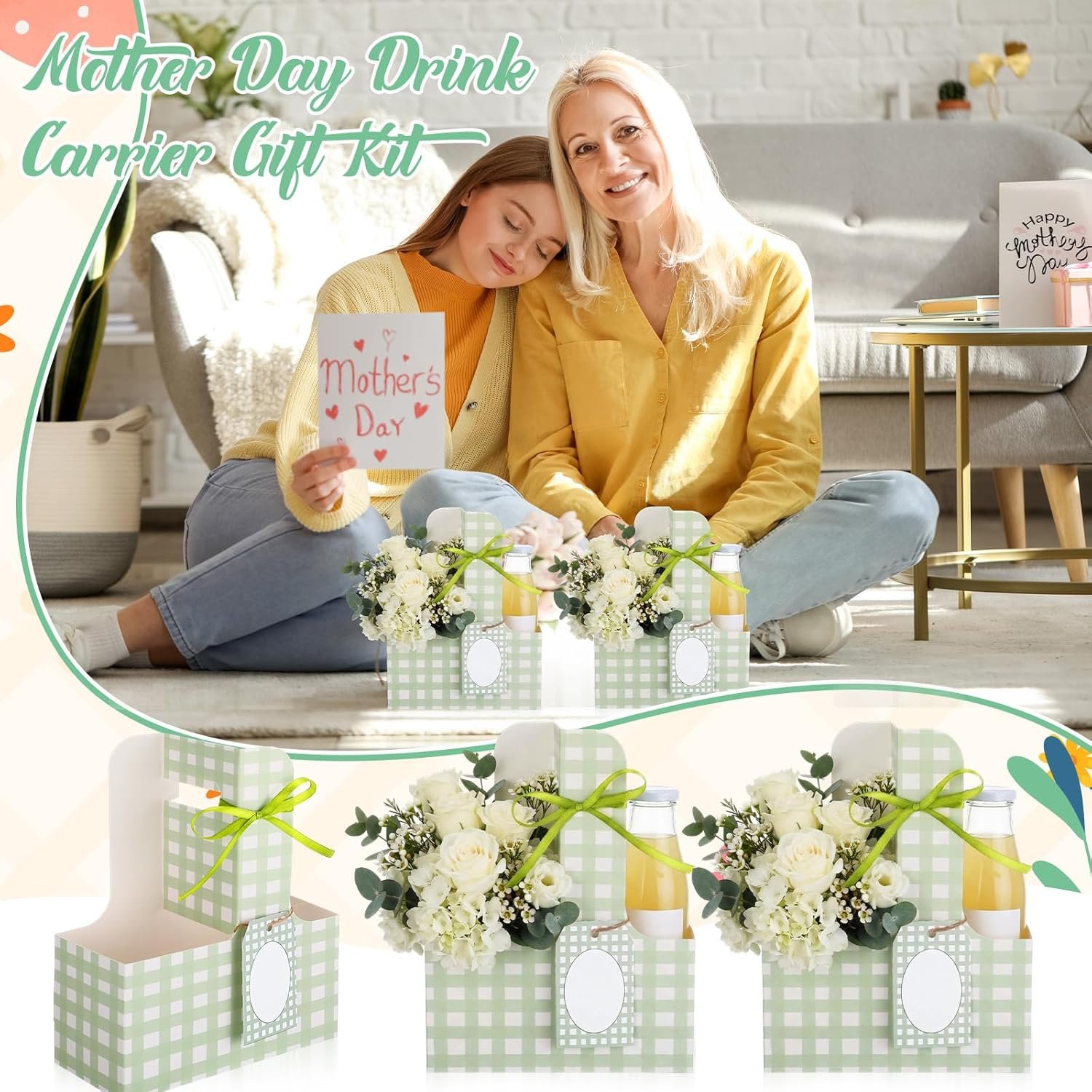 Großhandel 24 Sets 2 Becher Träger mit Griffen, Gingham Cup Halter für Getränke und Blumen, individuelles Logo für Hochzeiten und Geburtstagsfeiern (Grün), OEM Anbieter. Großhandel 24 Sets 2 Becher Träger mit Griffen, Gingham Cup Halter für Getränke und Blumen, individuelles Logo für Hochzeiten und Geburtstagsfeiern (Grün), OEM Anbieter.