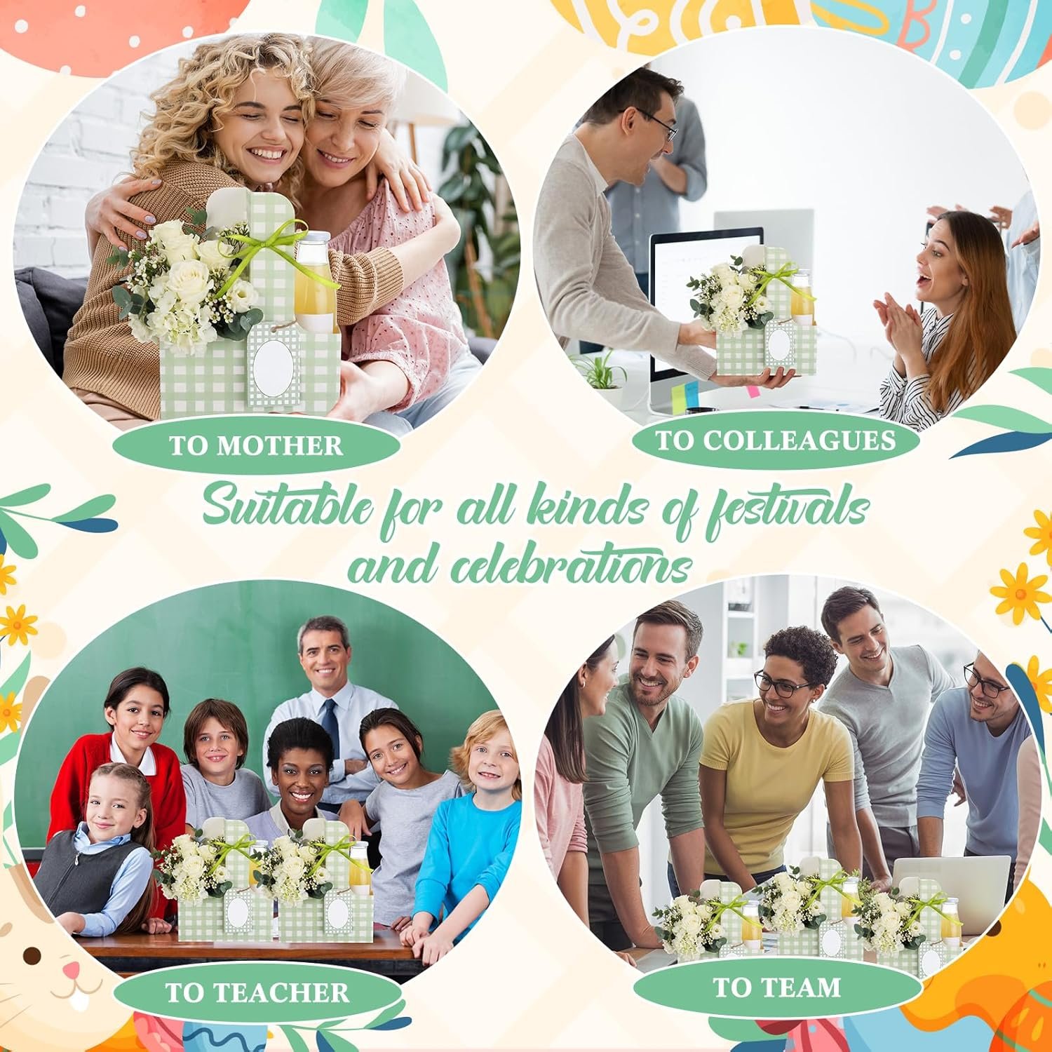 Großhandel 24 Sets 2 Becher Träger mit Griffen, Gingham Cup Halter für Getränke und Blumen, individuelles Logo für Hochzeiten und Geburtstagsfeiern (Grün), OEM Anbieter. Großhandel 24 Sets 2 Becher Träger mit Griffen, Gingham Cup Halter für Getränke und Blumen, individuelles Logo für Hochzeiten und Geburtstagsfeiern (Grün), OEM Anbieter.