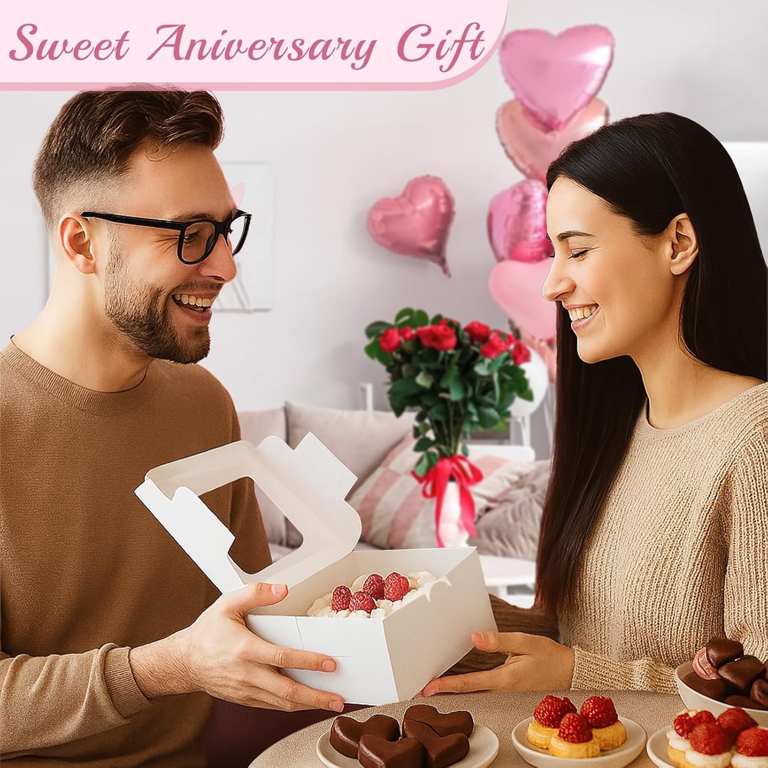 Großhandel 50er Packung Cupcake Boxen mit Fenster 6x6x3 Zoll, individuelle Logo-Optionen, kreative Backwaren Boxen für Desserts, Erdbeeren, Muffins, Geschenke, OEM und Großmenge verfügbar.