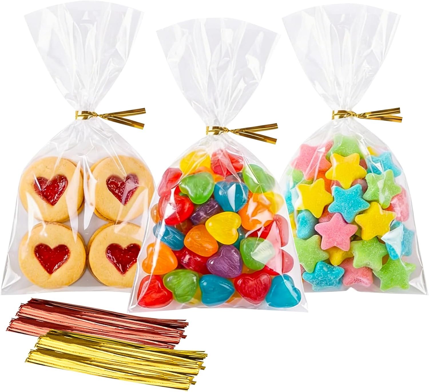 Großhandel Cello Cellophane 4x6 Zoll Geschenkbeutel 200 Stück OPP Kunststoff klare Treat Bags mit 200 Drahtbindern für Verpackung von Süßigkeiten, Desserts, Bäckerei, Schokolade, Partymitbringsel, Individuelles Logo, Hersteller.