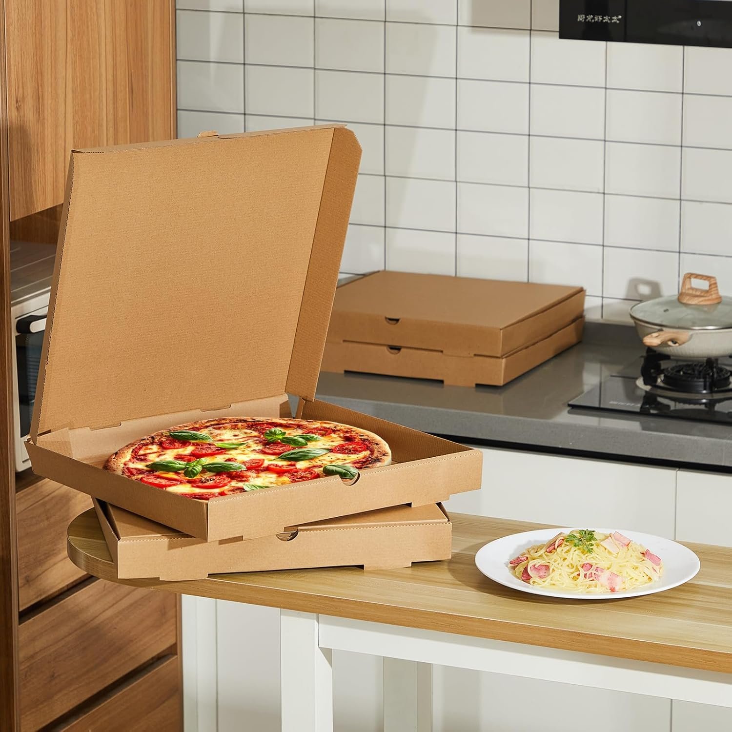 Großhandel 10 Stück Wellpapp-Pizzaboxen 18 x 18 Zoll, robust und fettbeständig, für individuelle Logos, als Takeout-Behälter für Kuchen, Kekse, Lebensmittel und Bastelarbeiten, vom Hersteller.