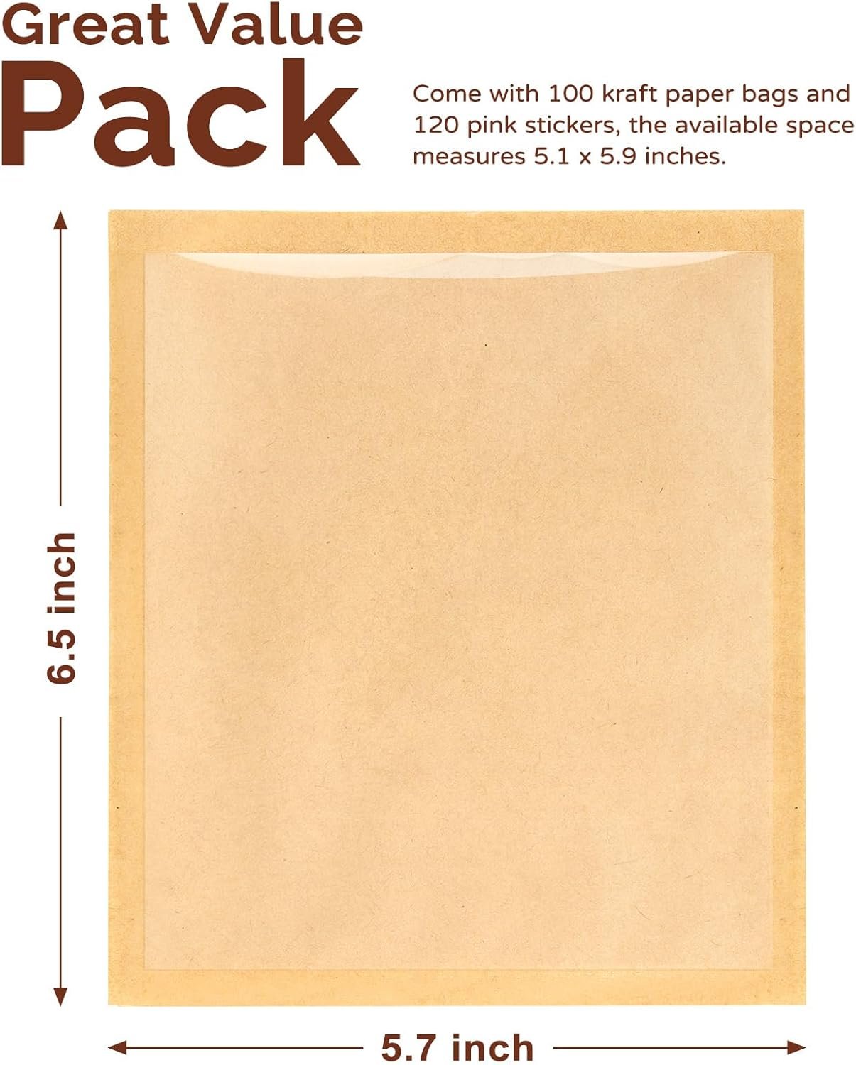 Cookie Verpackungsbeutel im Großhandel, 100 Stück 5,7x6,5 Zoll Papiertüten mit Fenster, individuell bedruckbar und ölabweisend für Backwaren wie Donuts, Scones, Brownies und Kuchenstücke, vom Hersteller.