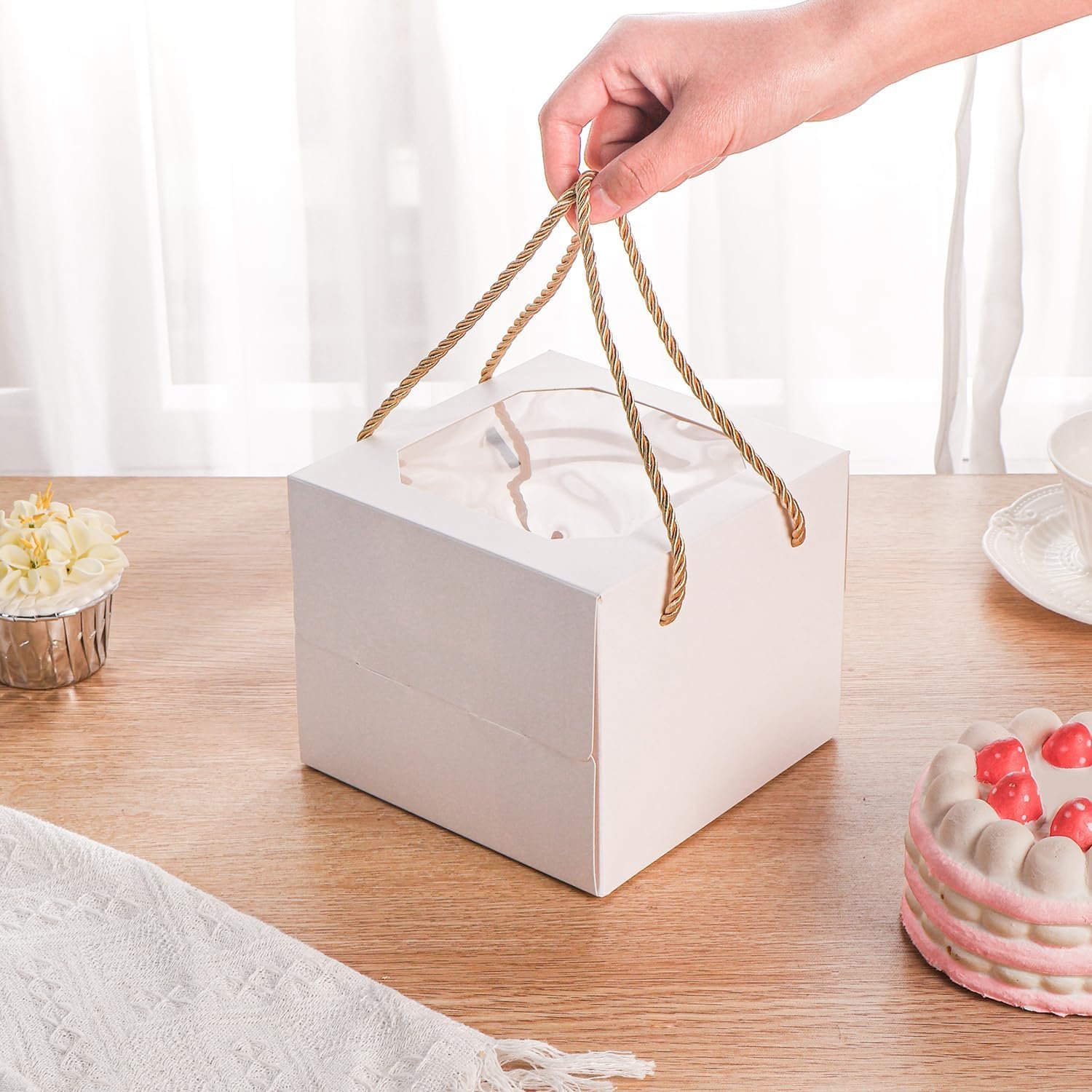 Großhandel 30 Stück 6x6x5 Zoll kleine Kuchenbox mit Fenster, Mini-Pie für Gebäck, Dessert, Erdbeeren, Pralinen, Cupcakes, individueller Logo-Service vom Hersteller