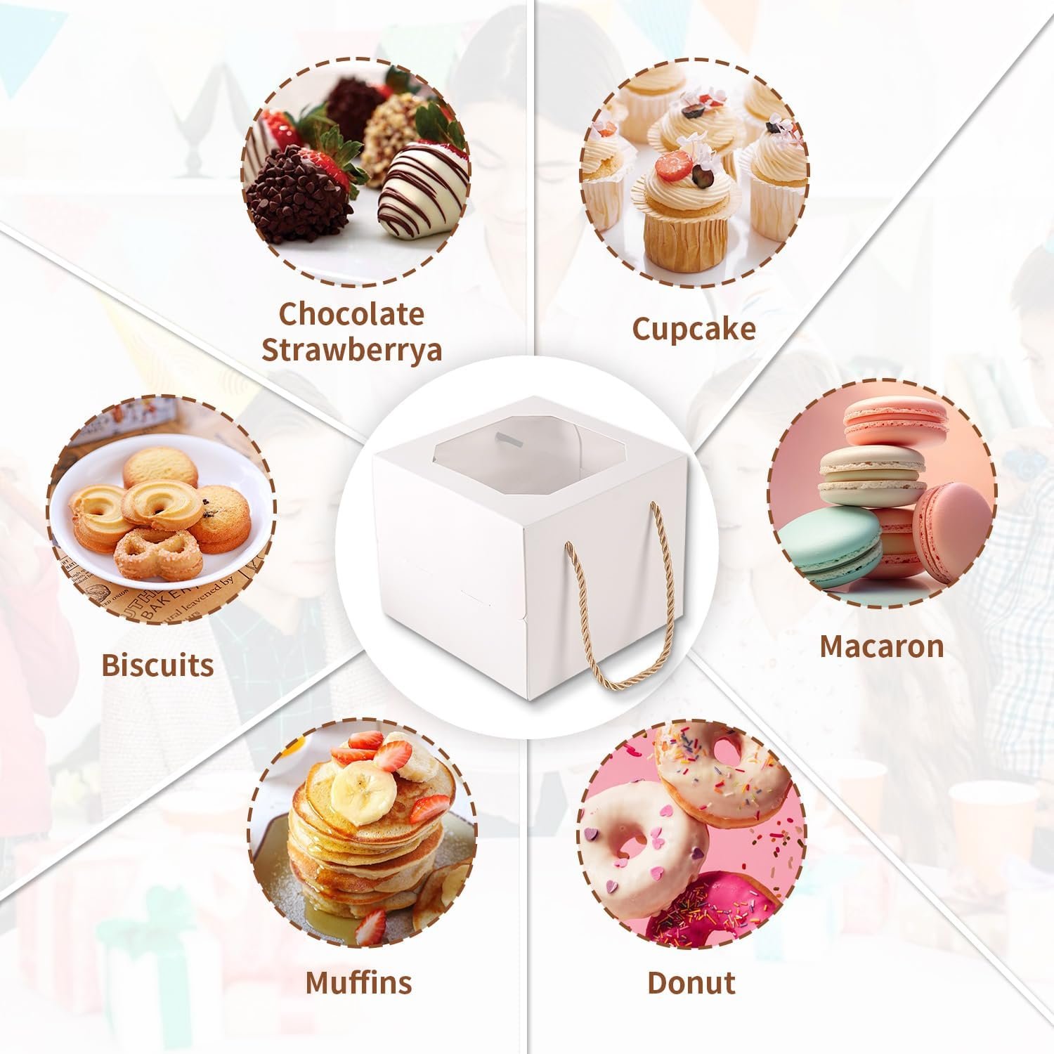 Großhandel 30 Stück 6x6x5 Zoll kleine Kuchenbox mit Fenster, Mini-Pie für Gebäck, Dessert, Erdbeeren, Pralinen, Cupcakes, individueller Logo-Service vom Hersteller