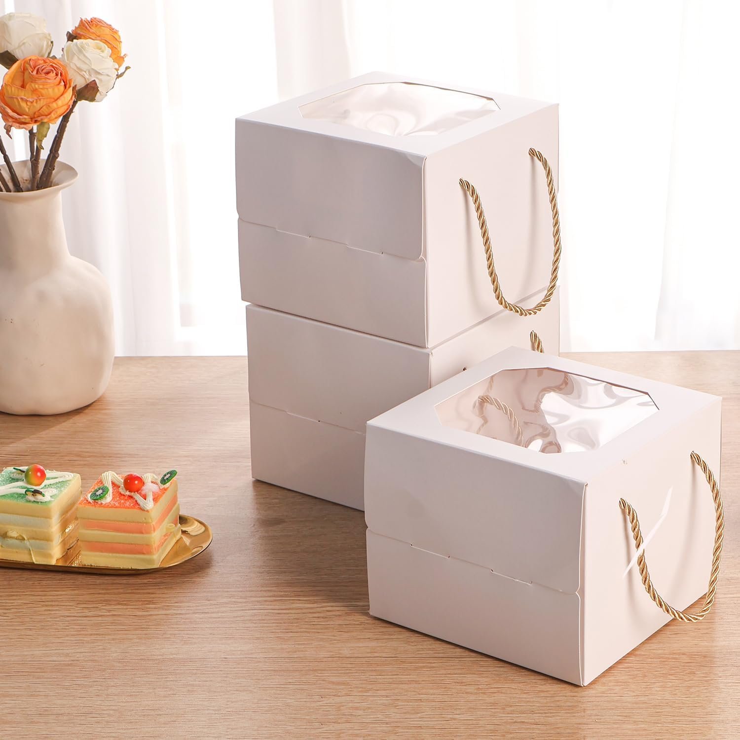 Großhandel 30 Stück 6x6x5 Zoll kleine Kuchenbox mit Fenster, Mini-Pie für Gebäck, Dessert, Erdbeeren, Pralinen, Cupcakes, individueller Logo-Service vom Hersteller