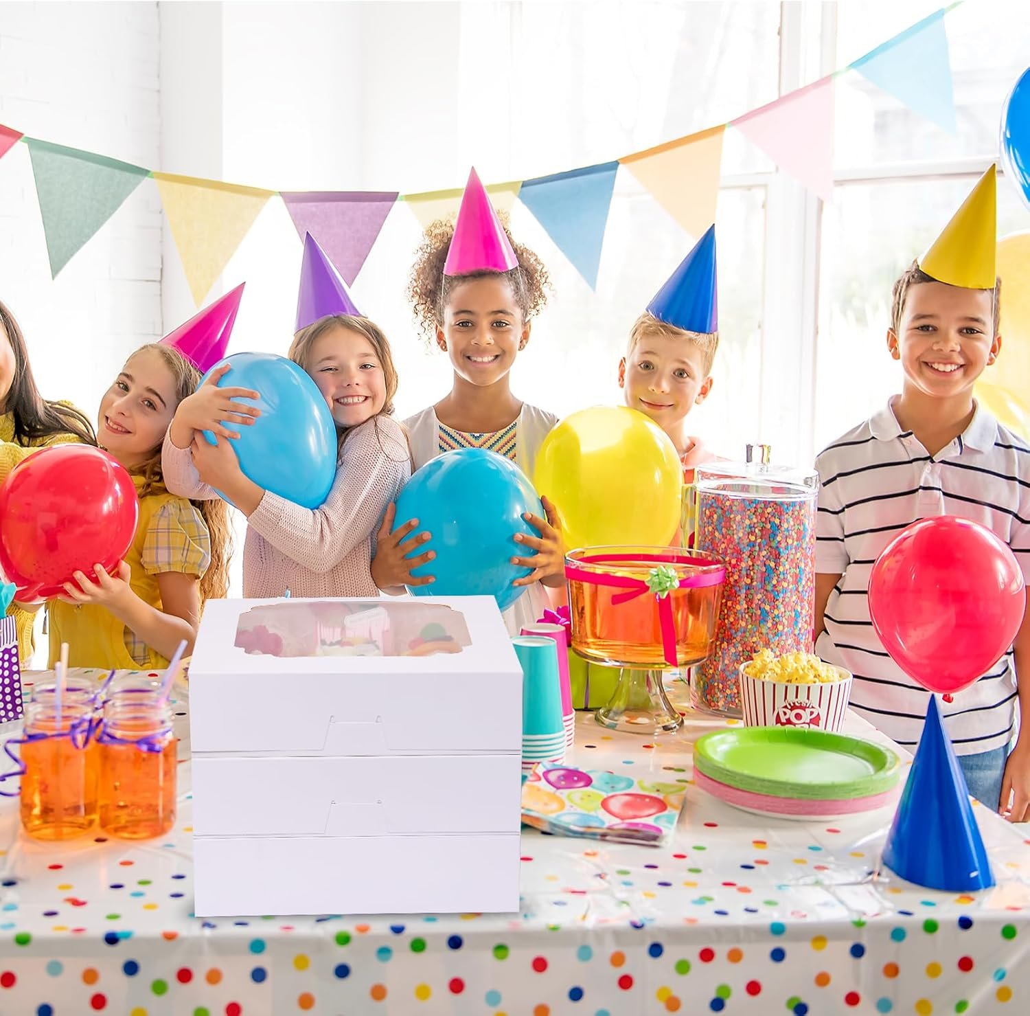 Großhandel 45 Stück Pie Boxen 10x10x2,5 Zoll weiße Bäckerei Boxen mit Fenster für Gebäck, Kuchen, Erdbeeren, Plätzchen, Torten, Gebäck, Muffins und Donuts, Individuelles Logo, Lieferant für Großmenge.