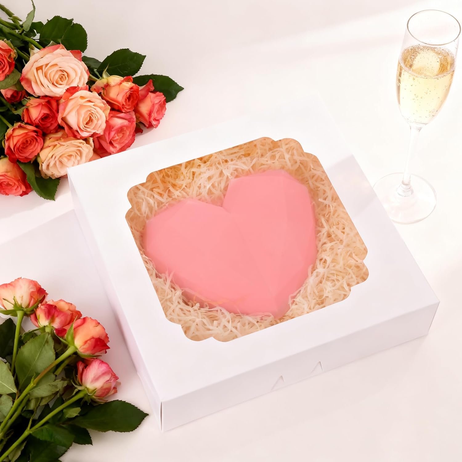 Großhandel 45 Stück Pie Boxen 10x10x2,5 Zoll weiße Bäckerei Boxen mit Fenster für Gebäck, Kuchen, Erdbeeren, Plätzchen, Torten, Gebäck, Muffins und Donuts, Individuelles Logo, Lieferant für Großmenge.