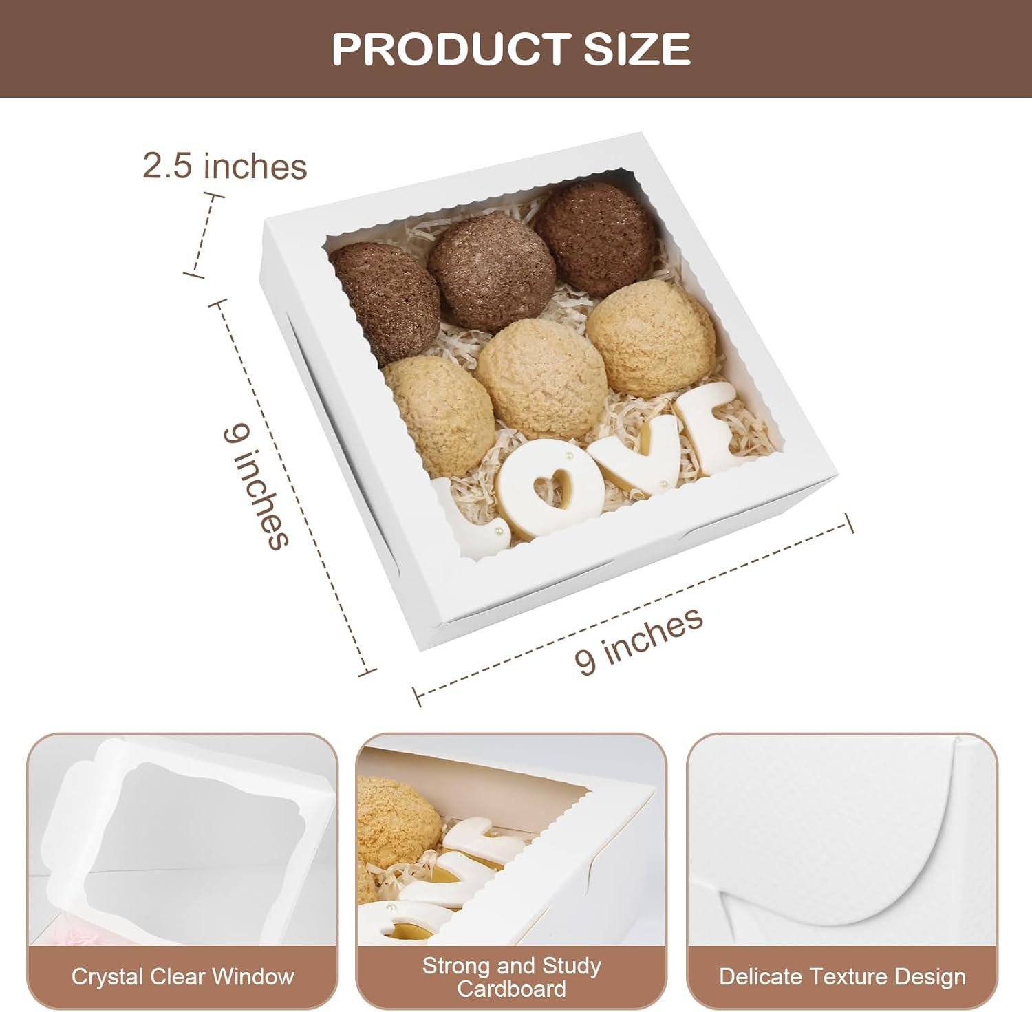 Großhandel 12 Stück 9x9x2,5 Zoll Pie-Boxen Weiß mit Fenster für Kuchen, Donuts, Kekse, Muffins, Schokolade, individuelle Logoanpassung vom Hersteller Großhandel 12 Stück 9x9x2,5 Zoll Pie-Boxen Weiß mit Fenster für Kuchen, Donuts, Kekse, Muffins, Schokolade, individuelle Logoanpassung vom Hersteller