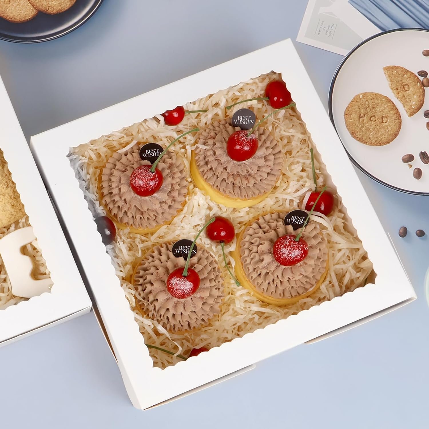 Großhandel 12 Stück 9x9x2,5 Zoll Pie-Boxen Weiß mit Fenster für Kuchen, Donuts, Kekse, Muffins, Schokolade, individuelle Logoanpassung vom Hersteller Großhandel 12 Stück 9x9x2,5 Zoll Pie-Boxen Weiß mit Fenster für Kuchen, Donuts, Kekse, Muffins, Schokolade, individuelle Logoanpassung vom Hersteller