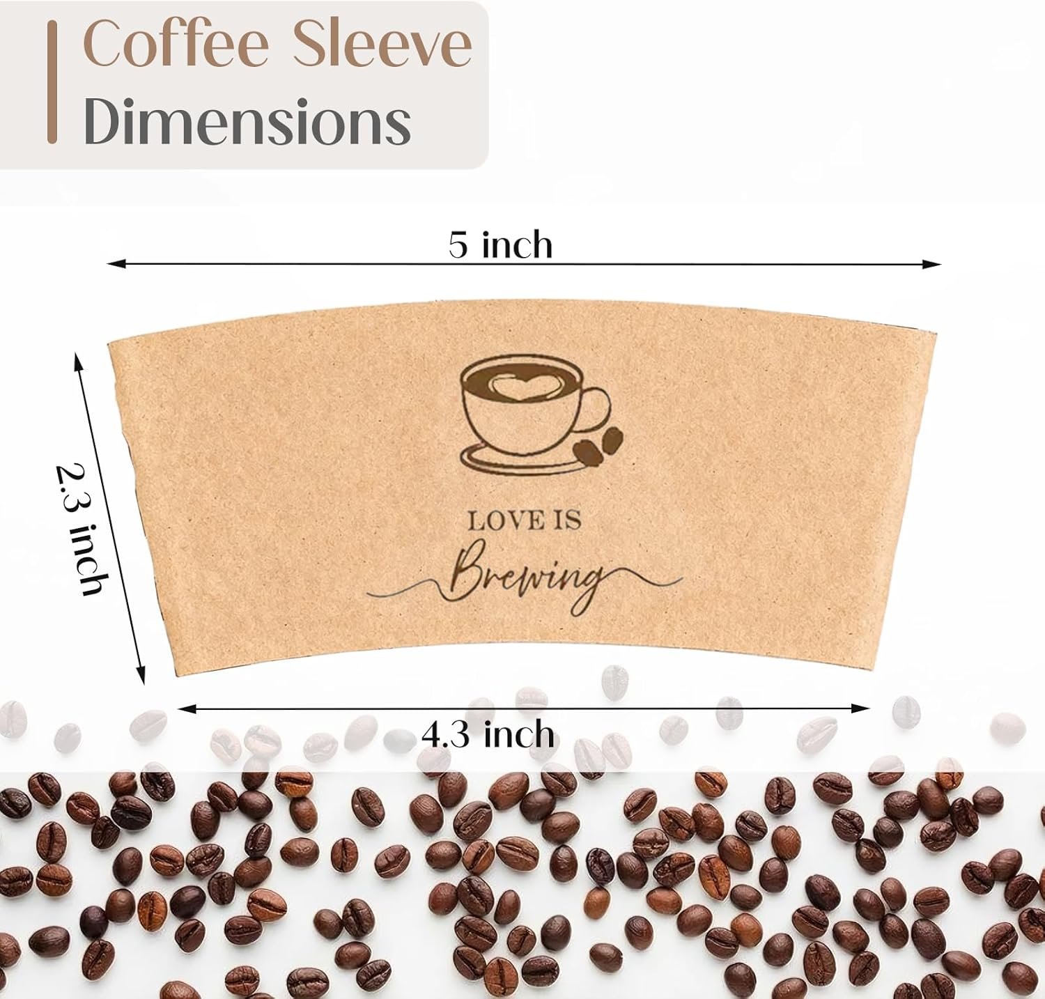 Großhandel individuelle Papierkaffebecherhülsen, OEM bedruckte Kaffeebecherhülsen aus Weiß oder Kraftpapier für Veranstaltungen, personalisierte Becherhülsen zur Geschenkverpackung Hochzeitsfeier, Babyshower, Jubiläum 20/30/50/100 Stück Hersteller