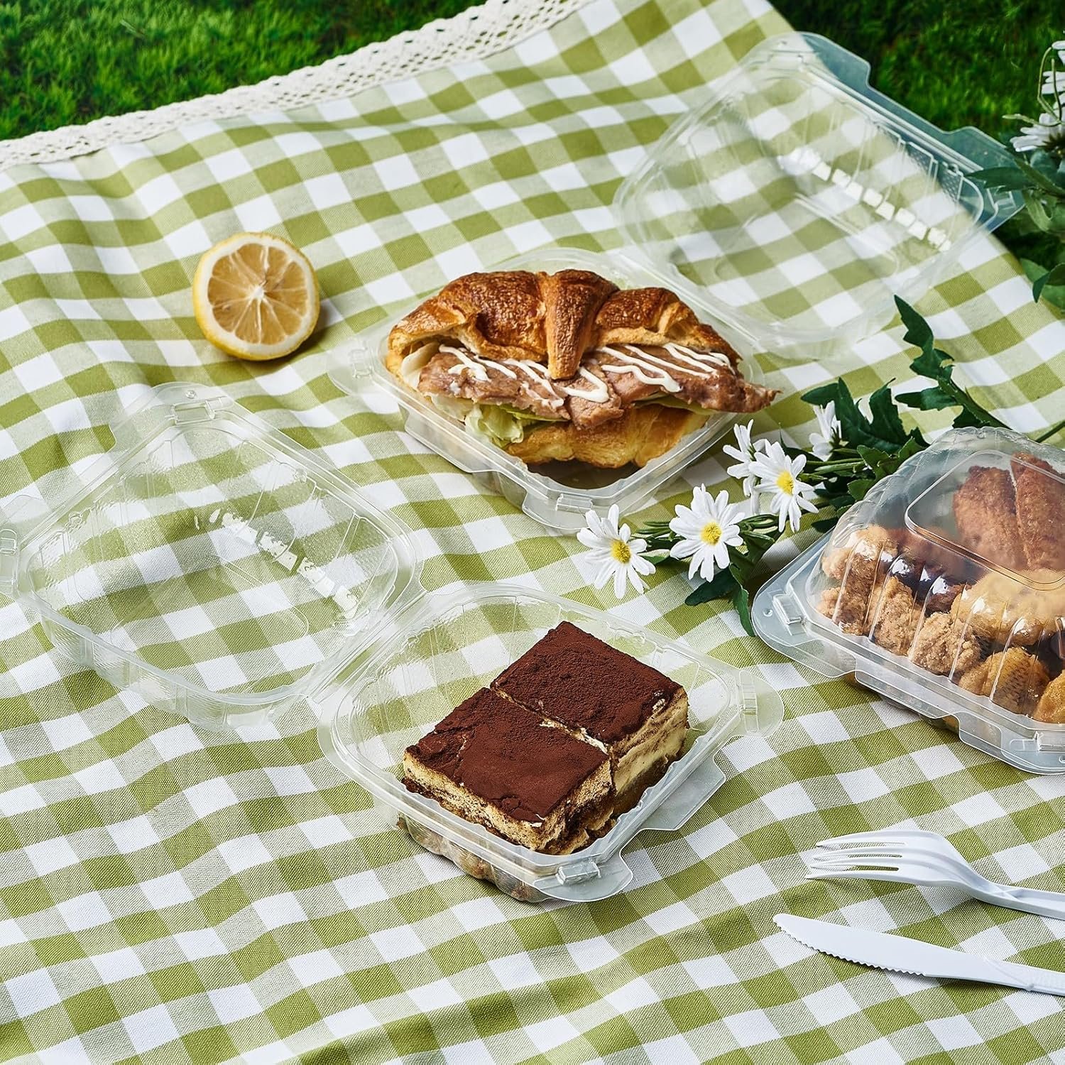 Großhandel 100 Stück Klare Plastik-Hingeschlossene Lebensmittelbehälter, 6