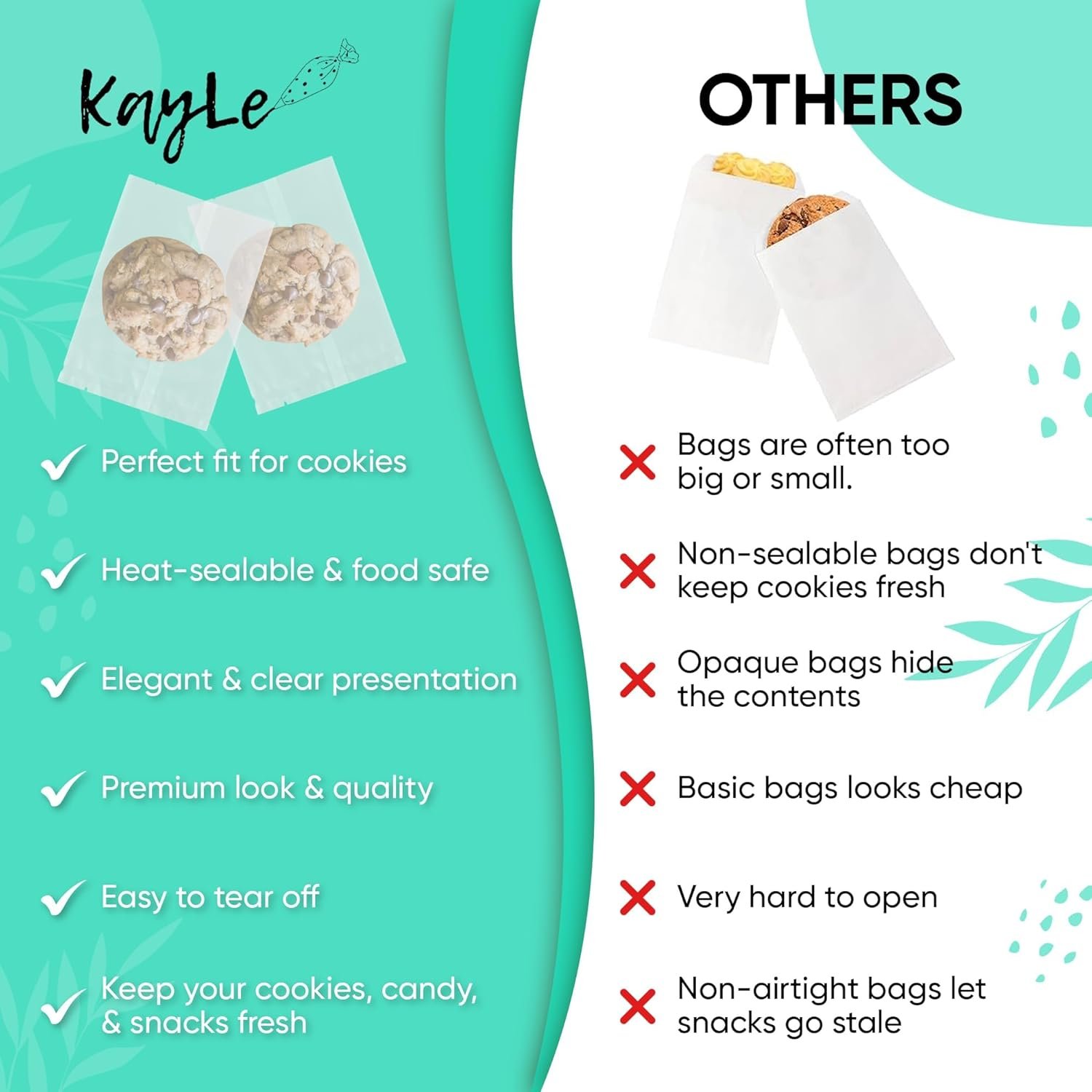 Großhandel Cookie Tüten – 100 Stück Frosted Matte & Klare Hitzedichtende Tüten (4,3x5,9 & 5x7 Zoll) | Individuelles Logo für Gebäck, Süßigkeiten & Snacks | Hersteller für Verpackungen in Großmenge Großhandel Cookie Tüten – 100 Stück Frosted Matte & Klare Hitzedichtende Tüten (4,3x5,9 & 5x7 Zoll) | Individuelles Logo für Gebäck, Süßigkeiten & Snacks | Hersteller für Verpackungen in Großmenge