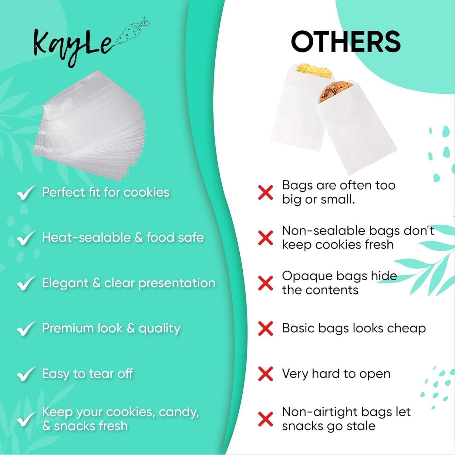 Großhandel Cookie Tüten – 100 Stück Frosted Matte & Klare Hitzedichtende Tüten (4,3x5,9 & 5x7 Zoll) | Individuelles Logo für Gebäck, Süßigkeiten & Snacks | Hersteller für Verpackungen in Großmenge Großhandel Cookie Tüten – 100 Stück Frosted Matte & Klare Hitzedichtende Tüten (4,3x5,9 & 5x7 Zoll) | Individuelles Logo für Gebäck, Süßigkeiten & Snacks | Hersteller für Verpackungen in Großmenge