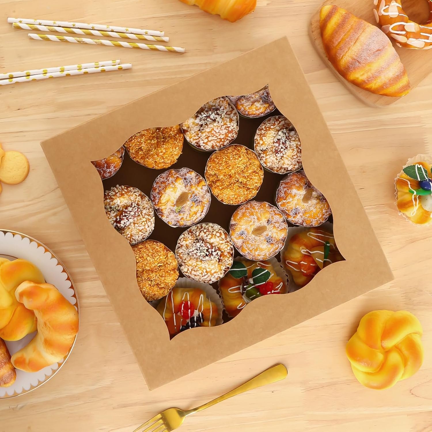 Großhandel 25 Stück Piesschachteln, 12x12x3 Zoll Auto-Popup Braun Backschachteln mit Fenster für Desserts, Kekse, Kuchen, Muffins, Cookies - Individuelles Logo, OEM möglich. Großhandel 25 Stück Piesschachteln, 12x12x3 Zoll Auto-Popup Braun Backschachteln mit Fenster für Desserts, Kekse, Kuchen, Muffins, Cookies - Individuelles Logo, OEM möglich.