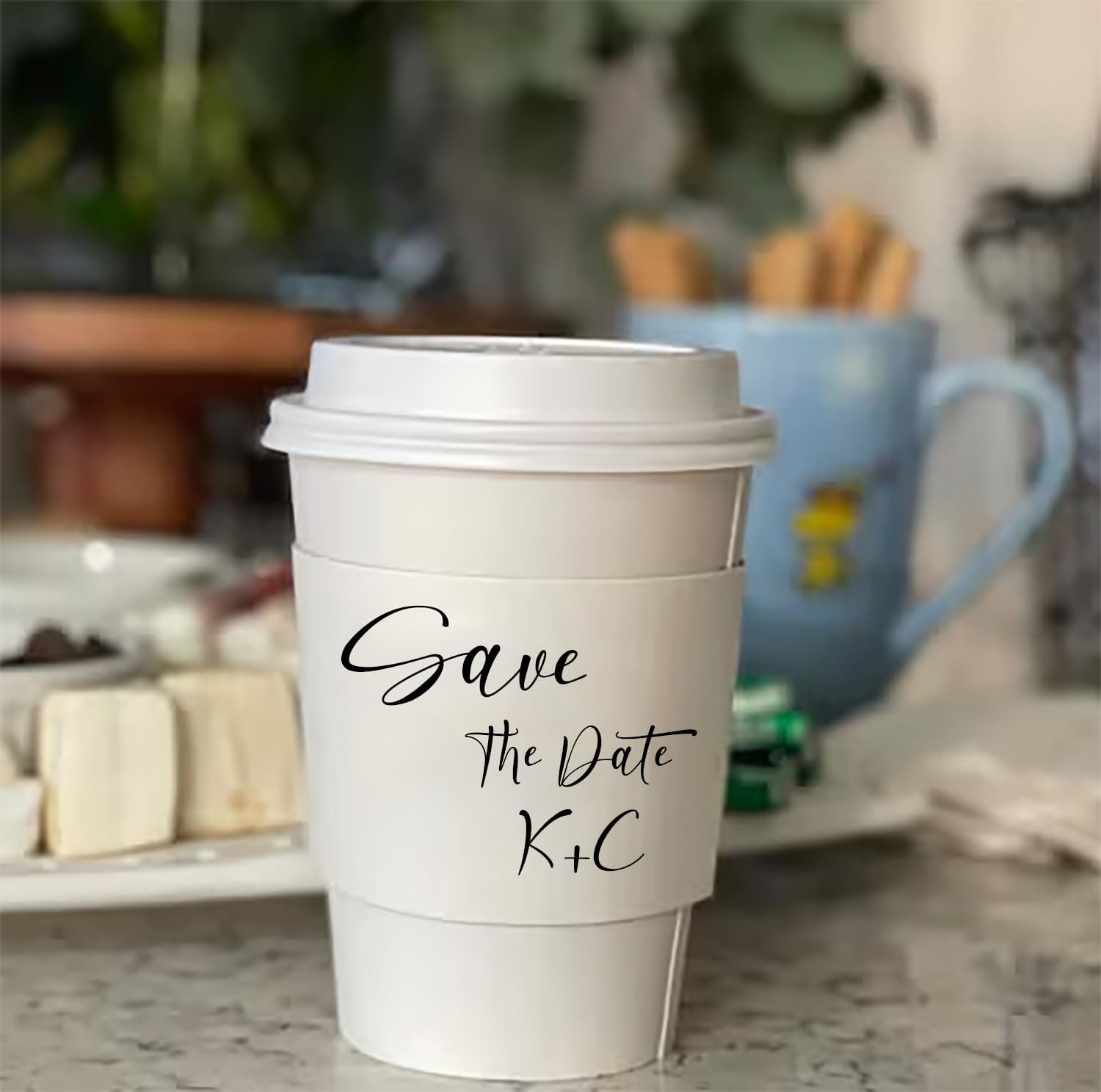 Großhandel individuelle Kaffeetassenhüllen mit eigenem Logo/Text, personalisierte Einwegbecherhüllen für Kaffeeliebhaber, Babyshower, Hochzeit und Party (weiße Kaffeefolie) vom Hersteller in Großmenge.