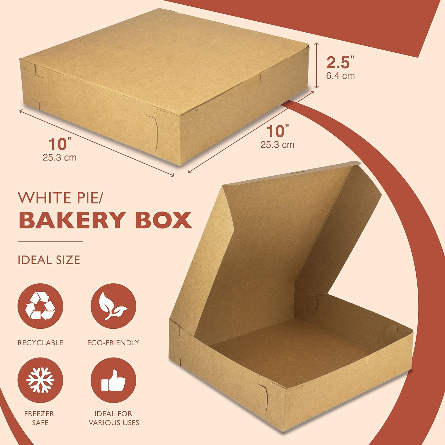 Großhandel 25er Pack Kraftquadratische Backboxen 10x10x2,5 für Cookies, Cheesecake, mit individuellem Logo bedruckte Pappboxen für Desserts, OEM Kartons für Schokoladenüberzogene Erdbeeren und süße Leckereien