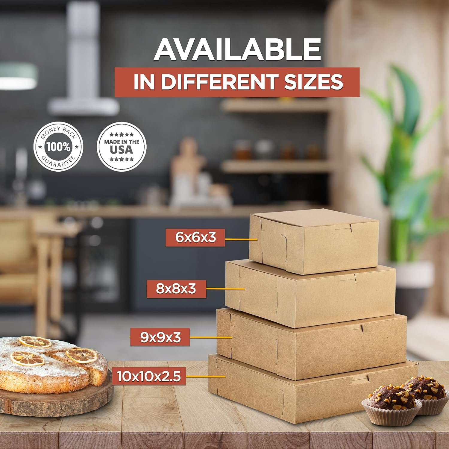 Großhandel 25er Pack Kraftquadratische Backboxen 10x10x2,5 für Cookies, Cheesecake, mit individuellem Logo bedruckte Pappboxen für Desserts, OEM Kartons für Schokoladenüberzogene Erdbeeren und süße Leckereien