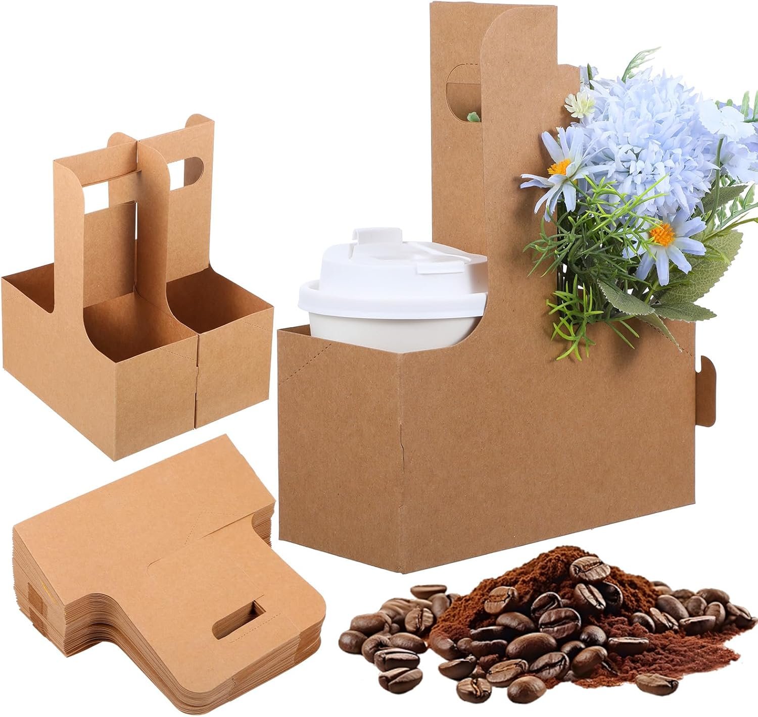 Großhandel 100er Pack Tragetasche für Getränke mit Griffen – 2 oder 4 Becher, Einweg-Pappbecher-Träger für kalte und heiße Getränke, hergestellt von einem erfahrenen Hersteller mit individuellem Logo.