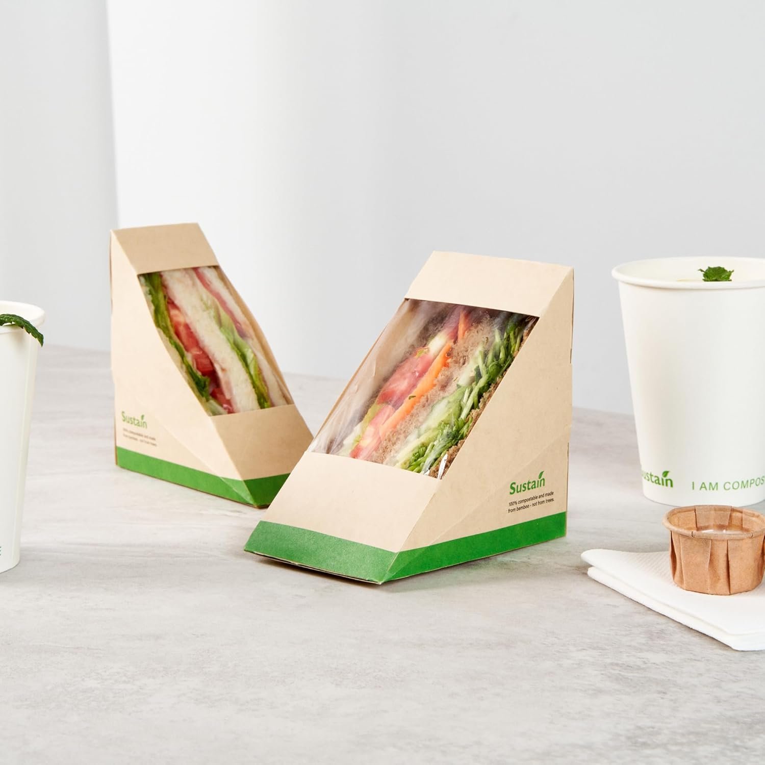 Großhandel Papier Sandwichboxen mit klarem Fenster, 50 Stück à 4,8 x 4,8 x 3,2 Zoll, ideal für Cafés und Take-away-Mahlzeiten, individuell mit Ihrem Logo, von zuverlässigen Herstellern, lecksicher in Kraftpapier. Großhandel Papier Sandwichboxen mit klarem Fenster, 50 Stück à 4,8 x 4,8 x 3,2 Zoll, ideal für Cafés und Take-away-Mahlzeiten, individuell mit Ihrem Logo, von zuverlässigen Herstellern, lecksicher in Kraftpapier.