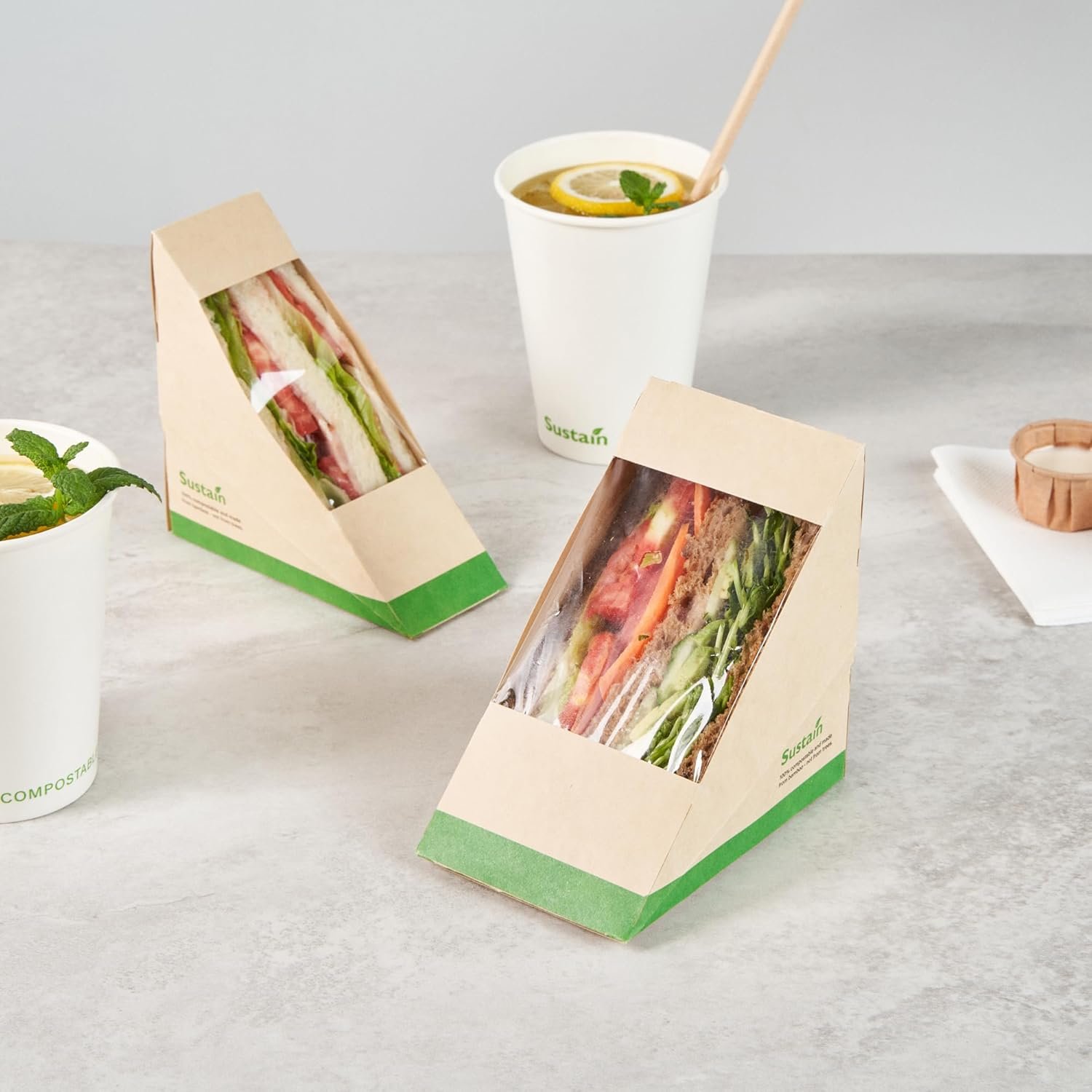 Großhandel Papier Sandwichboxen mit klarem Fenster, 50 Stück à 4,8 x 4,8 x 3,2 Zoll, ideal für Cafés und Take-away-Mahlzeiten, individuell mit Ihrem Logo, von zuverlässigen Herstellern, lecksicher in Kraftpapier. Großhandel Papier Sandwichboxen mit klarem Fenster, 50 Stück à 4,8 x 4,8 x 3,2 Zoll, ideal für Cafés und Take-away-Mahlzeiten, individuell mit Ihrem Logo, von zuverlässigen Herstellern, lecksicher in Kraftpapier.