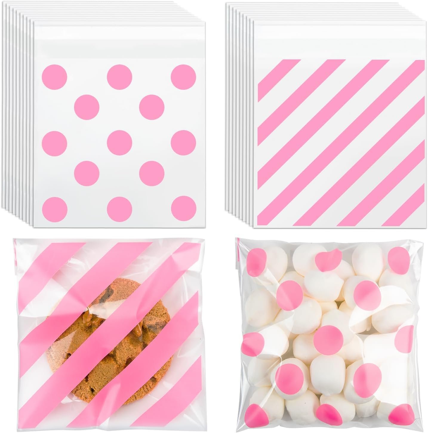 Großhandel 200 Stück Cellophanbeutel 5,5x5,5 für die Verpackung von Leckereien, Selbstverschluss Keksbeutel mit individuellem Logo für Geburtstags- und Valentinstagsgeschenke, Süßigkeiten und Goodies für die Bäckerei, Hersteller, Bulk