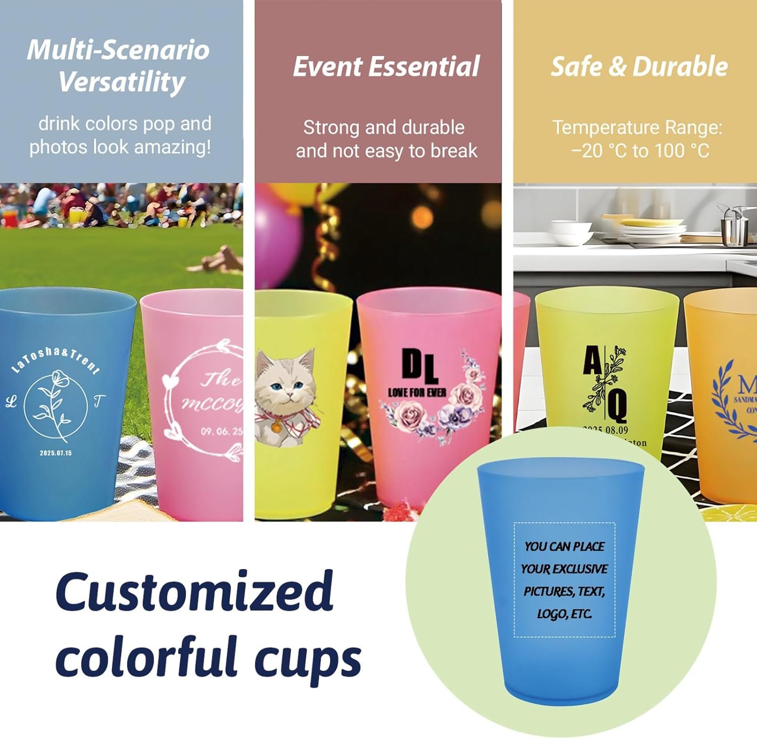 Großhandel individuelle Logo Frosted Hochzeitsbecher 12oz/16oz, flexibl und wiederverwendbar, 30/60/100 Stück, Hersteller von Hochzeitsaccessoires (lila frosted, 100 Stück) Großhandel individuelle Logo Frosted Hochzeitsbecher 12oz/16oz, flexibl und wiederverwendbar, 30/60/100 Stück, Hersteller von Hochzeitsaccessoires (lila frosted, 100 Stück)