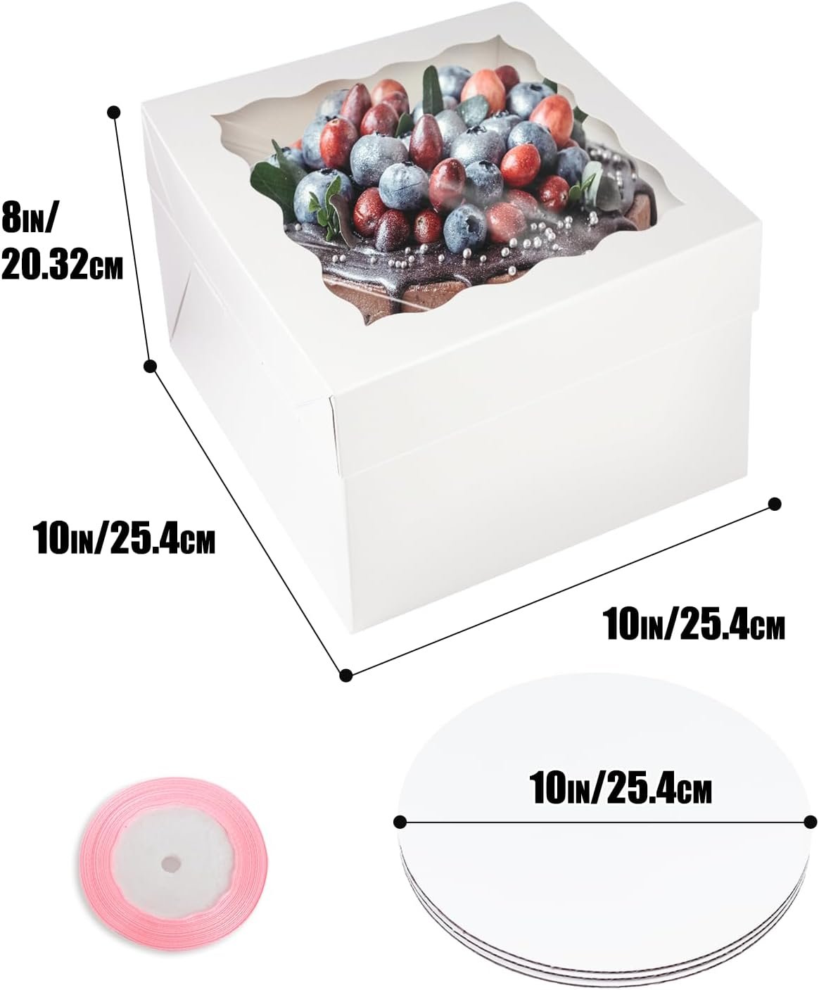 Großhandel 18 Sets Kuchenboxen mit Fenster und 10x10x8 cm, 10