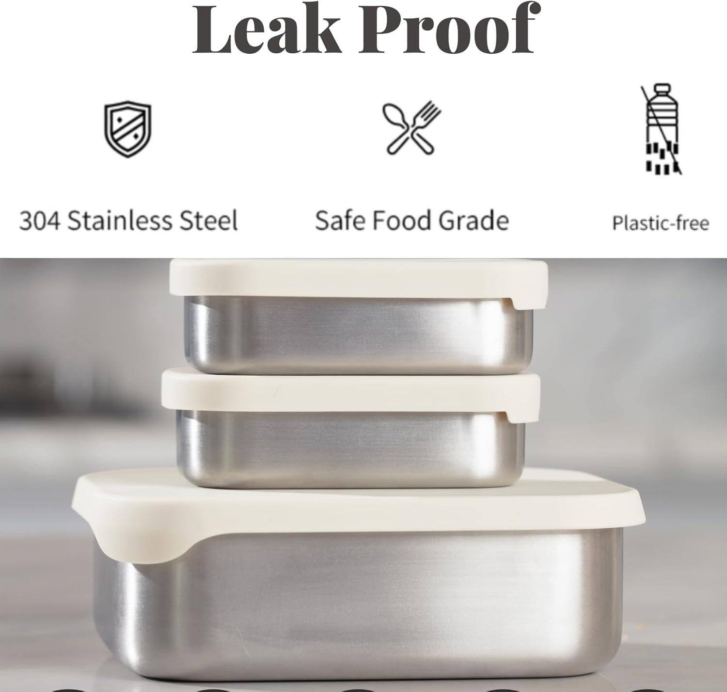 Großhandel Edelstahl Lunchboxen, Leak Proof Bento Box mit Silikondeckeln, individuelle Logo Optionen, kleine vanille Farbe (1 x 27oz + 2 x 6.5oz), Hersteller für Snacks und Sandwiches. Großhandel Edelstahl Lunchboxen, Leak Proof Bento Box mit Silikondeckeln, individuelle Logo Optionen, kleine vanille Farbe (1 x 27oz + 2 x 6.5oz), Hersteller für Snacks und Sandwiches.