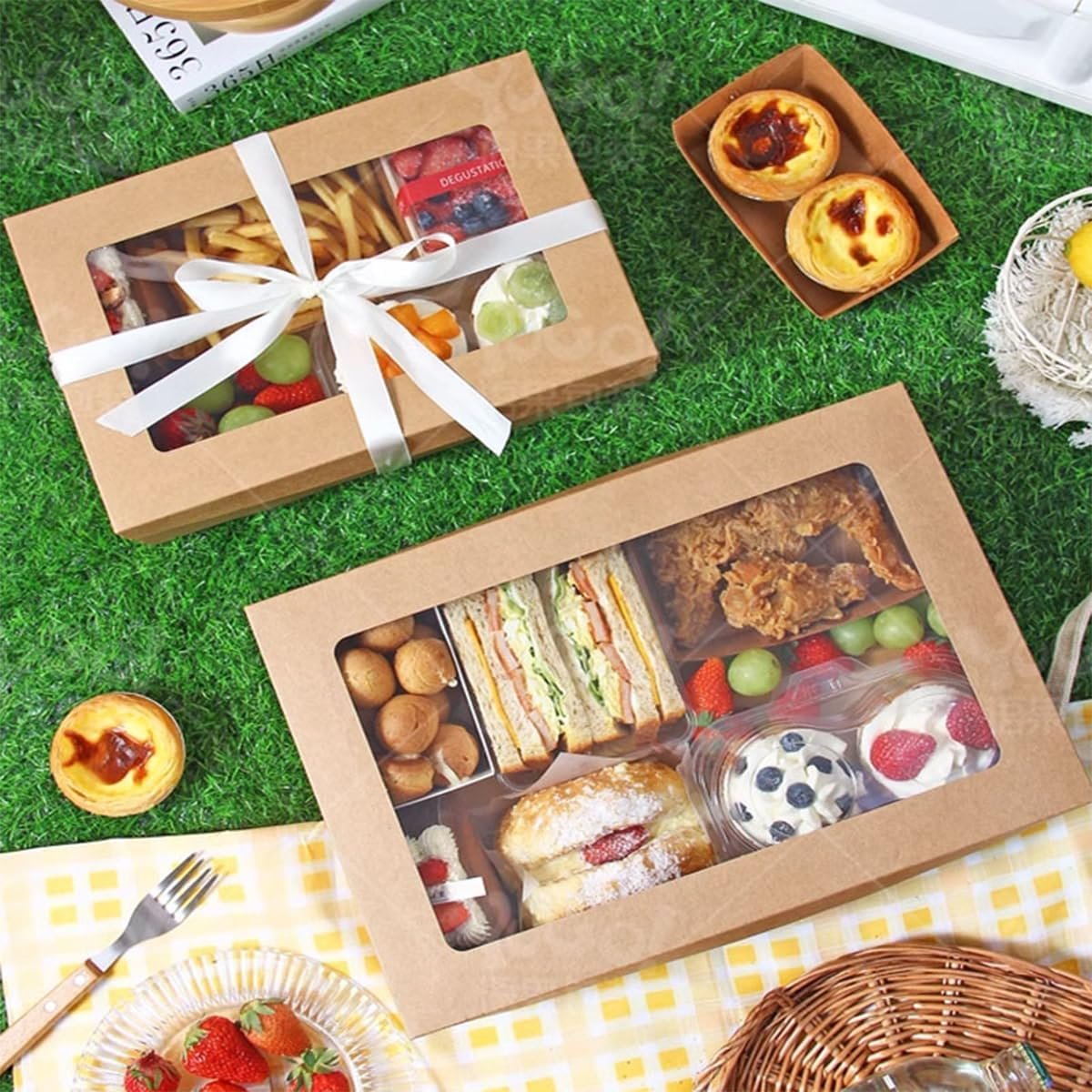 Großhandel 10er Pack Gebäckschachteln mit Fenster, 17,7x12,2x3,15 Zoll große Keksboxen, Karton-Backschachteln für Kuchen, Muffins und Gebäck, hergestellt von einem namhaften Anbieter, ideales Produkt für individuelle Marken und OEM-Lösungen