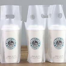 Großhandel 100PCS Tragebeutel für Getränke mit Griff, klar für Kaffeebecher, Teebecher, Saftlieferung, geeignet für Restaurants und Bars (1 Becher hält 16x28cm), Hersteller mit individuellem Logo, Bulk-Angebote verfügbar.