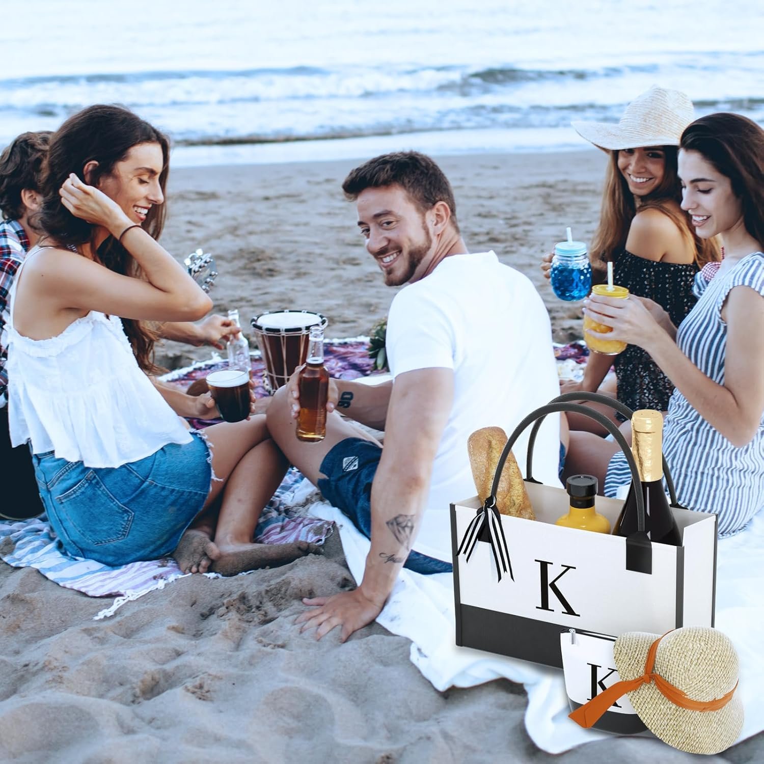 Großhandel Monogrammierte Canvas Tasche mit Reißverschlusstaschen - Individuelles Logo für Mama, Lehrerin, Schwester als ideales Geschenk vom Hersteller in Bulk.