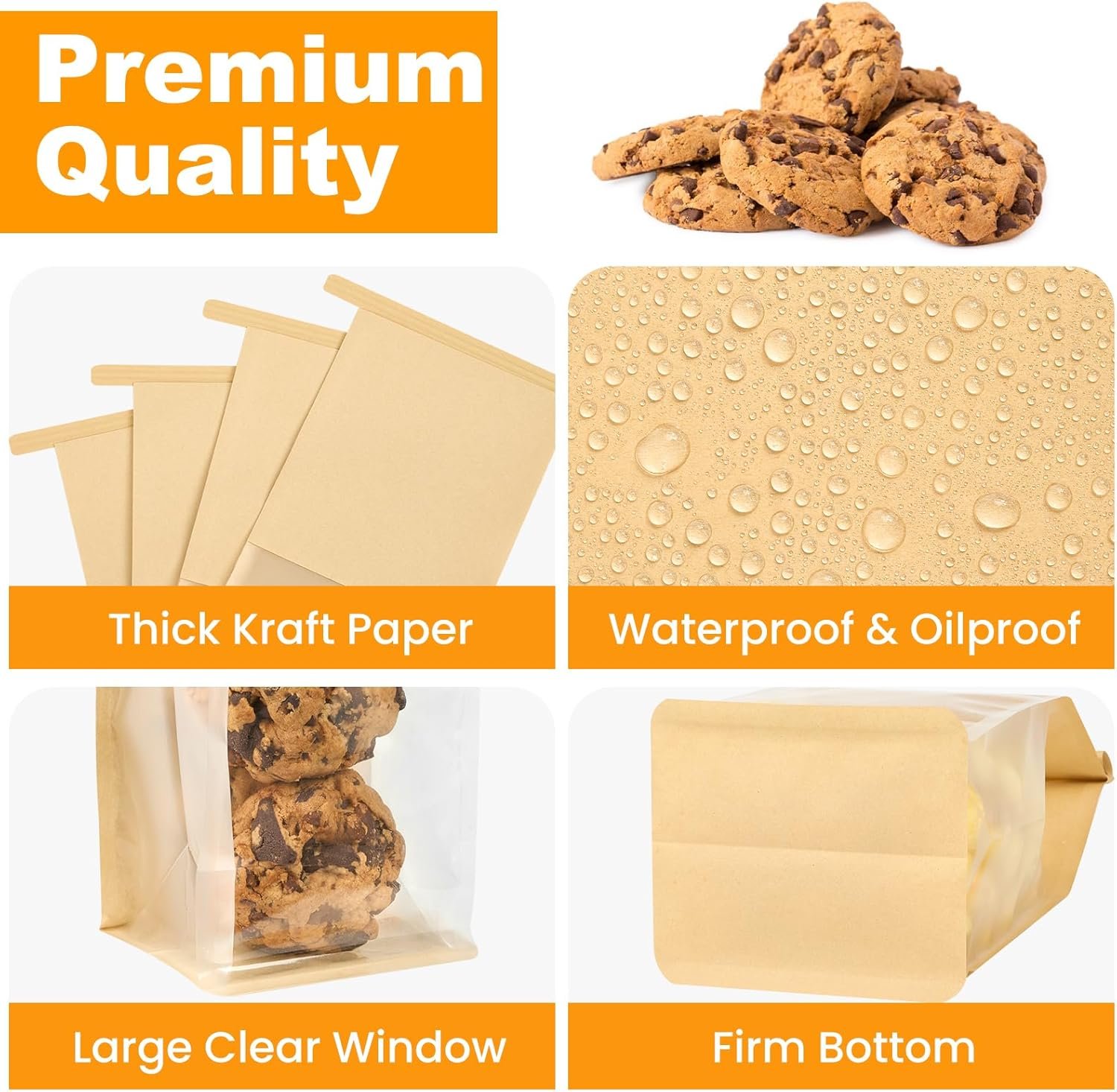 Großhandel 50er Packung kleine Kuchenbeutel mit Fenster, 3,9x3,5x9,5 Zoll, wiederverwendbare Papiergebäckbeutel für selbstgemachtes Granola, Popcorn, Süßigkeiten, individuelles Logo, OEM. Großhandel 50er Packung kleine Kuchenbeutel mit Fenster, 3,9x3,5x9,5 Zoll, wiederverwendbare Papiergebäckbeutel für selbstgemachtes Granola, Popcorn, Süßigkeiten, individuelles Logo, OEM.