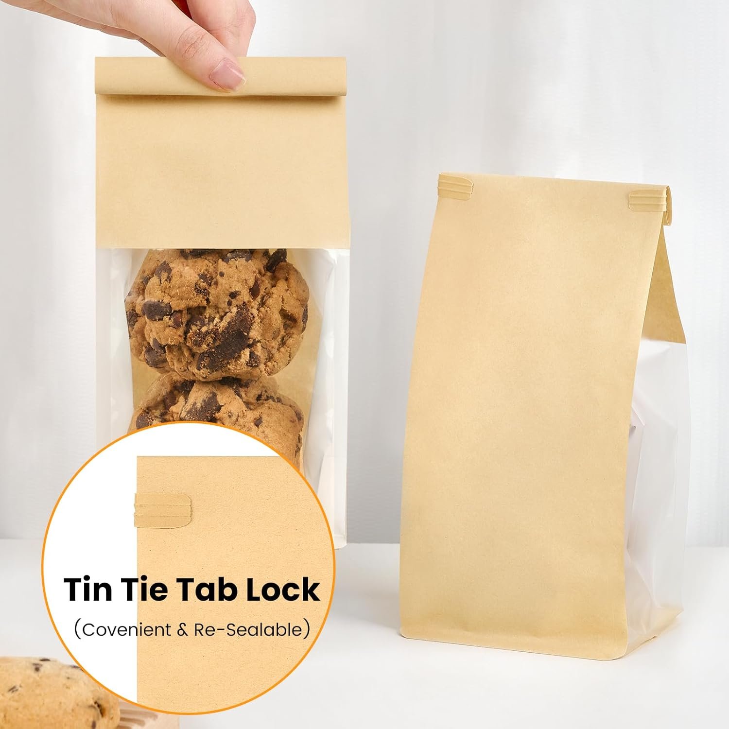 Großhandel 50er Packung kleine Kuchenbeutel mit Fenster, 3,9x3,5x9,5 Zoll, wiederverwendbare Papiergebäckbeutel für selbstgemachtes Granola, Popcorn, Süßigkeiten, individuelles Logo, OEM. Großhandel 50er Packung kleine Kuchenbeutel mit Fenster, 3,9x3,5x9,5 Zoll, wiederverwendbare Papiergebäckbeutel für selbstgemachtes Granola, Popcorn, Süßigkeiten, individuelles Logo, OEM.