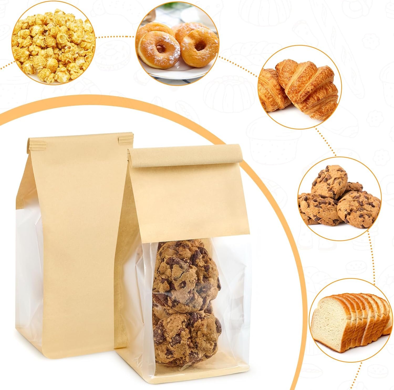 Großhandel 50er Packung kleine Kuchenbeutel mit Fenster, 3,9x3,5x9,5 Zoll, wiederverwendbare Papiergebäckbeutel für selbstgemachtes Granola, Popcorn, Süßigkeiten, individuelles Logo, OEM. Großhandel 50er Packung kleine Kuchenbeutel mit Fenster, 3,9x3,5x9,5 Zoll, wiederverwendbare Papiergebäckbeutel für selbstgemachtes Granola, Popcorn, Süßigkeiten, individuelles Logo, OEM.