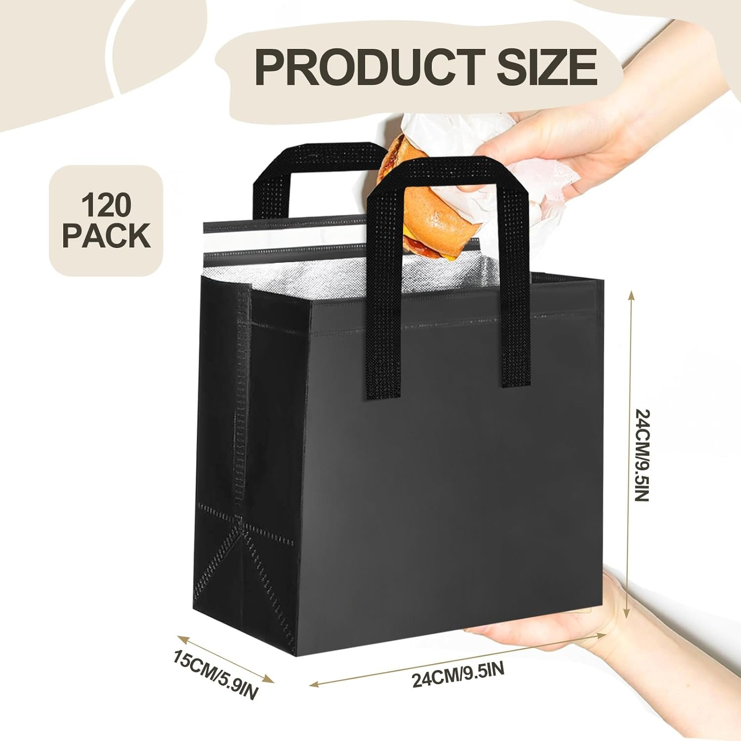 Großhandel 120 Pack isolierte Take Out Bags für heiße und kalte Speisen, ideal für Catering und Picknick. Individuelles Logo für Eigenmarke möglich, perfekter Hersteller für Thermoisolierung in Bulk.