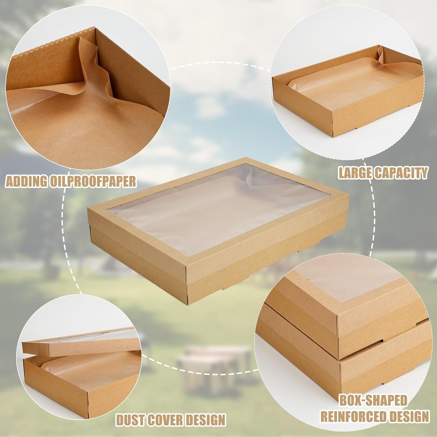 Großhandel große Bäckereiboxen mit Fenster, 22x9,8x3,15 Zoll, Karton-Pastenboxen für das Verpacken von Keksen, Torten, Muffins und Desserts, Individuelles Logo, OEM, auch ideal für Geschenke.