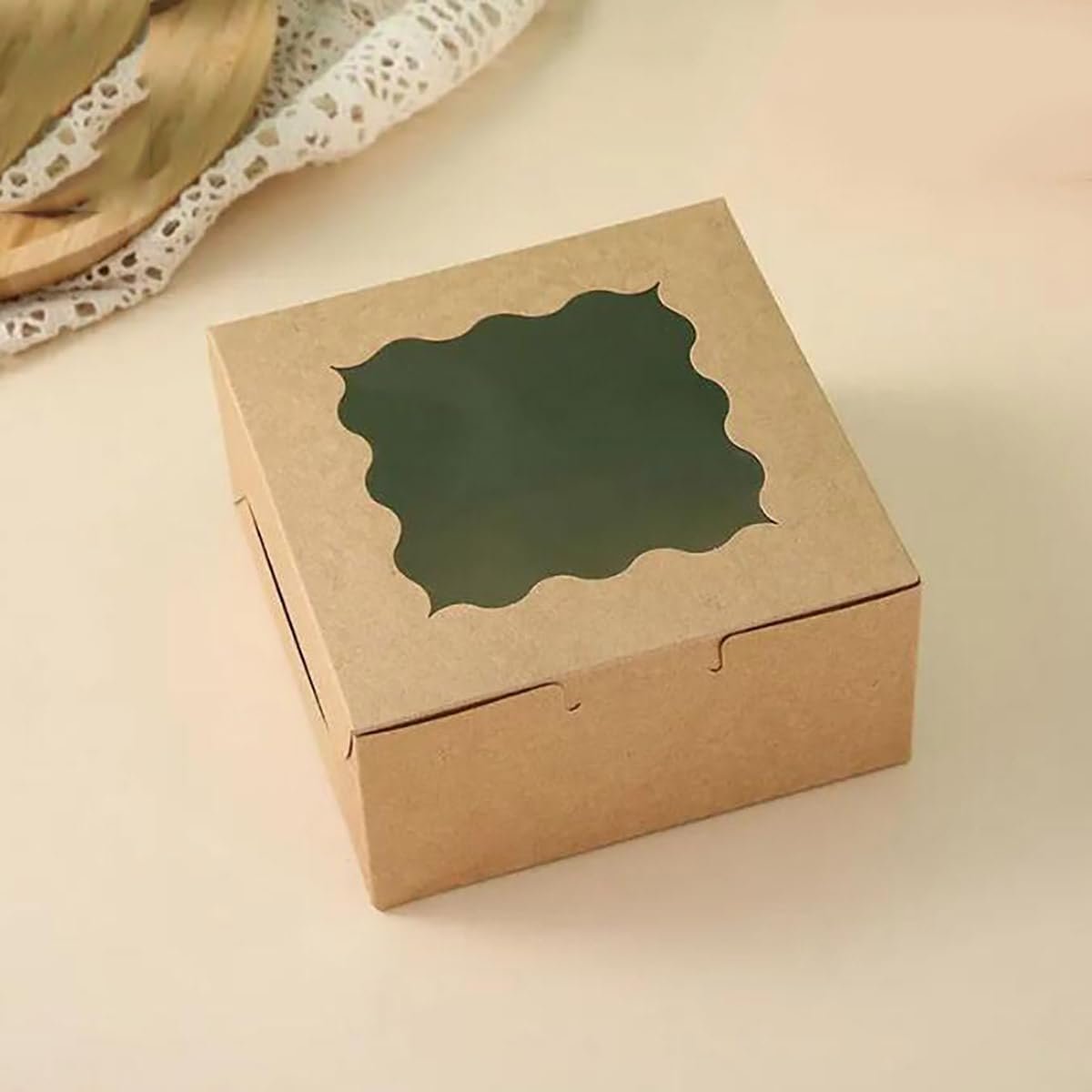 Großhandel 20 Stück 6x6x3 Zoll Kuchenboxen mit Fenster, hochwertige Kraft Pastry Boxen für Torten, Cupcakes, Party und Hochzeit, individueller Logo Service vom Hersteller