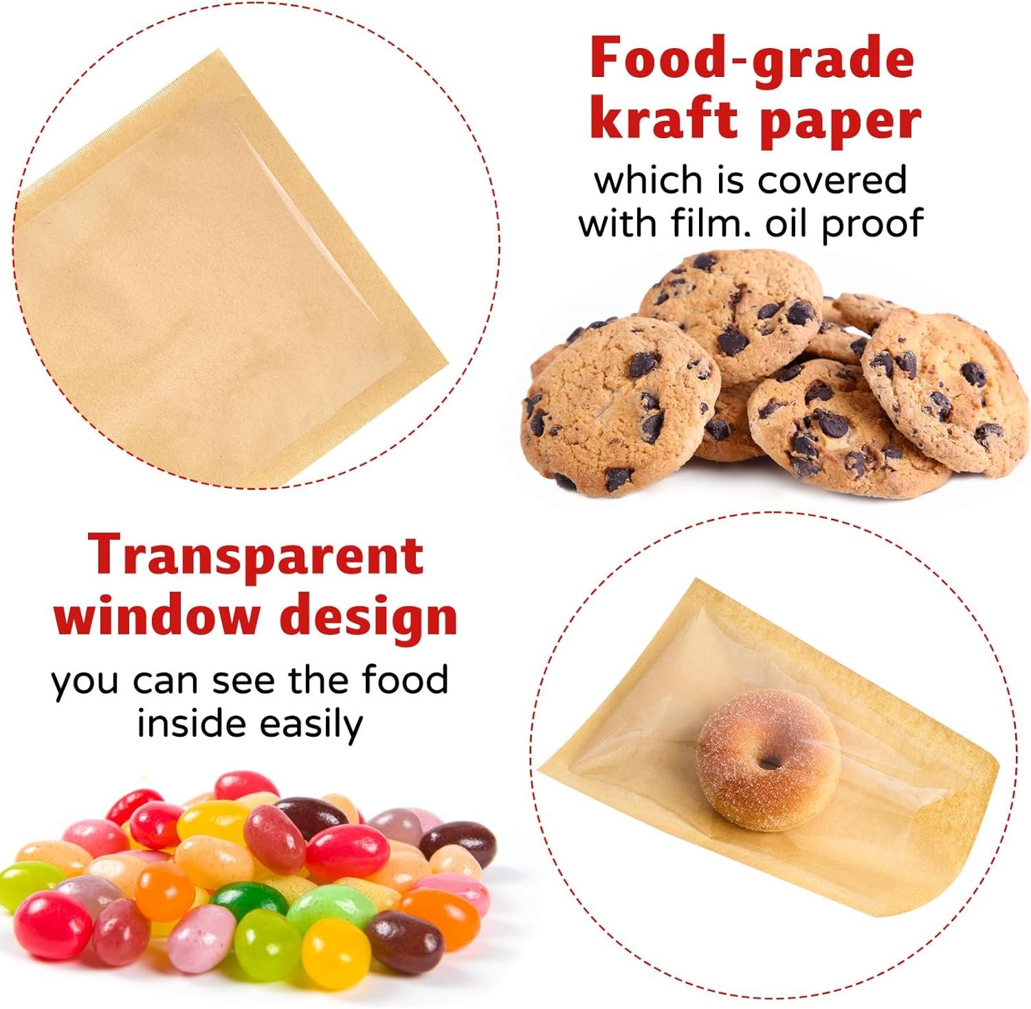 Großhandel 100 Stück klare Papier-Kekstüten mit Fenster, 5,1x7,5 Zoll, seifensichere & hitzebeständige Verpackung für Snacks, individueller Logo-Druck möglich, Fabrik Lieferant für Großmenge Kekse. Großhandel 100 Stück klare Papier-Kekstüten mit Fenster, 5,1x7,5 Zoll, seifensichere & hitzebeständige Verpackung für Snacks, individueller Logo-Druck möglich, Fabrik Lieferant für Großmenge Kekse.