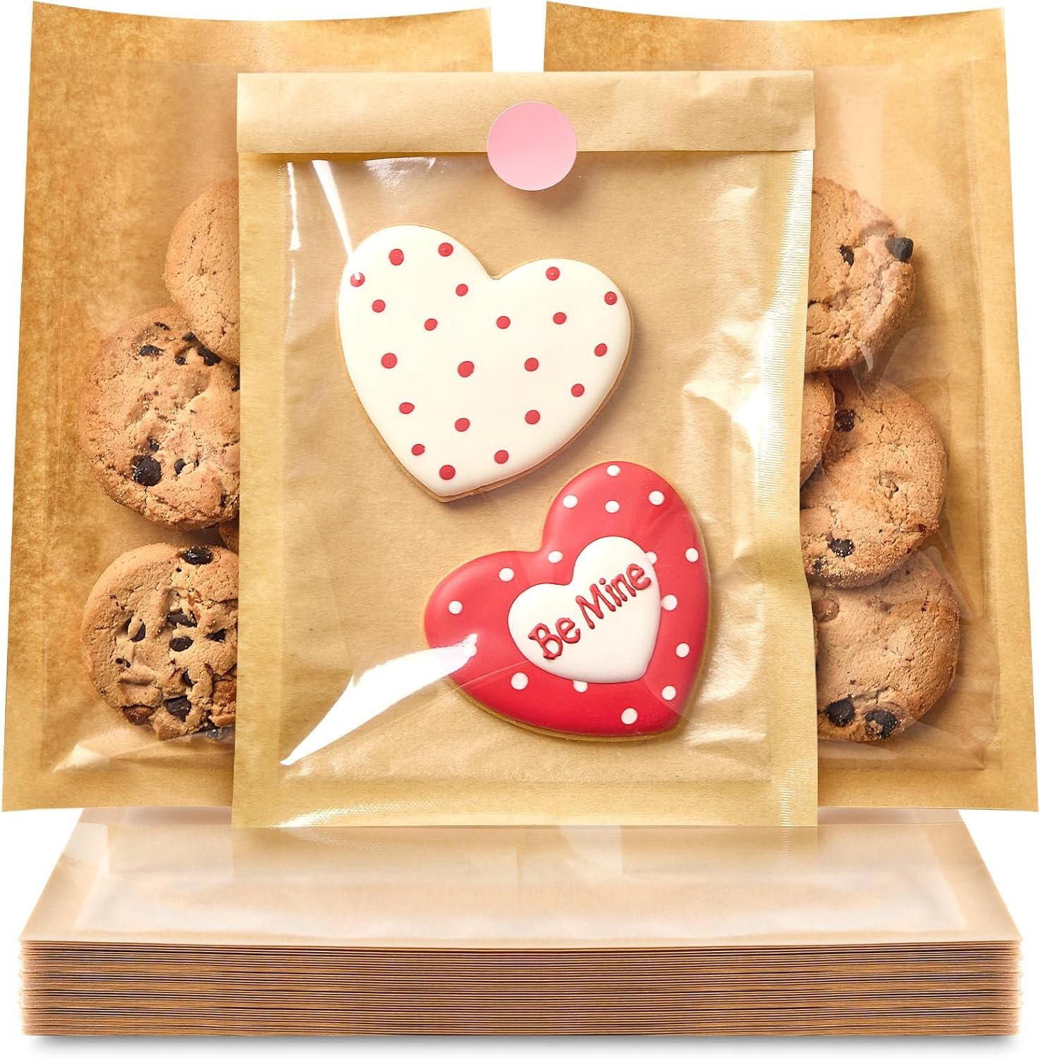 Großhandel 100 Stück klare Papier-Kekstüten mit Fenster, 5,1x7,5 Zoll, seifensichere & hitzebeständige Verpackung für Snacks, individueller Logo-Druck möglich, Fabrik Lieferant für Großmenge Kekse.