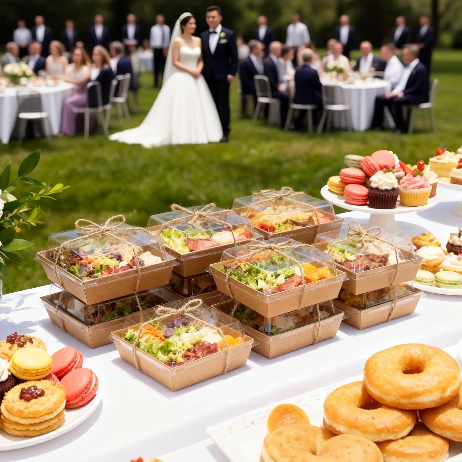 Großhandel Einweg-Charcuterie-Boxen 5,3x4,9x2,5 Zoll mit klarem Deckel, ölfreie Lebensmittelverpackungen für kalte und Raumtemperaturlebensmittel, Hersteller von Verpackungen für Gebäck und Takeout (50 Stück, Braun), individuelles Logo