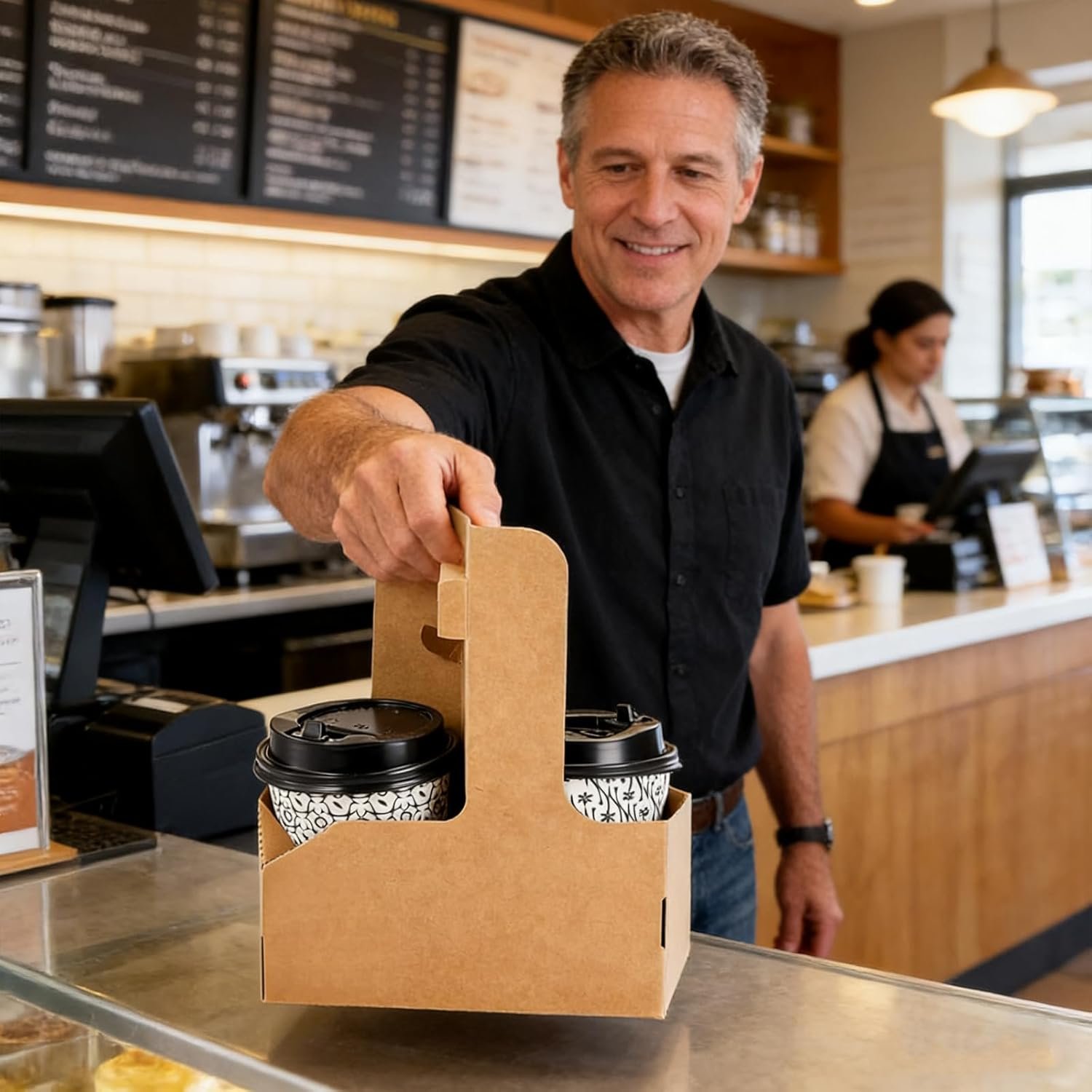 Großhandel 50er Packung 2-Tassen-Träger mit Griff aus Kraftpapier für Getränke, OEM Getränkebecherträger, ideal für Lieferung von Kaffee und Getränken, in Großmenge erhältlich, perfekt für Valentinstag-Dekor. Großhandel 50er Packung 2-Tassen-Träger mit Griff aus Kraftpapier für Getränke, OEM Getränkebecherträger, ideal für Lieferung von Kaffee und Getränken, in Großmenge erhältlich, perfekt für Valentinstag-Dekor.