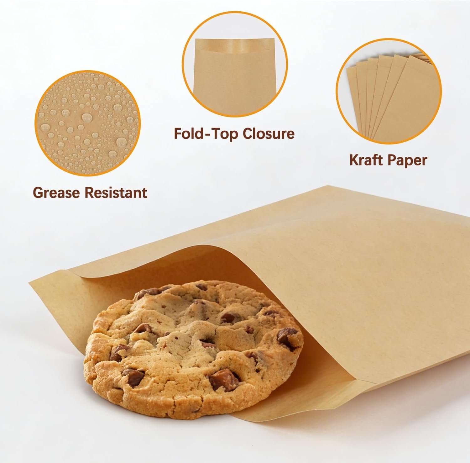 Großhandel 200er Packung Papierkekstüten, 5x6 Zoll, kleine braune Bäckereitüten mit Siegelstickern für die Verpackung von Donuts, Brownies, Snacks, Leckereien, gebackenem Gut, individueller Druck möglich, Hersteller für Lebensmittelverpackungen Großhandel 200er Packung Papierkekstüten, 5x6 Zoll, kleine braune Bäckereitüten mit Siegelstickern für die Verpackung von Donuts, Brownies, Snacks, Leckereien, gebackenem Gut, individueller Druck möglich, Hersteller für Lebensmittelverpackungen