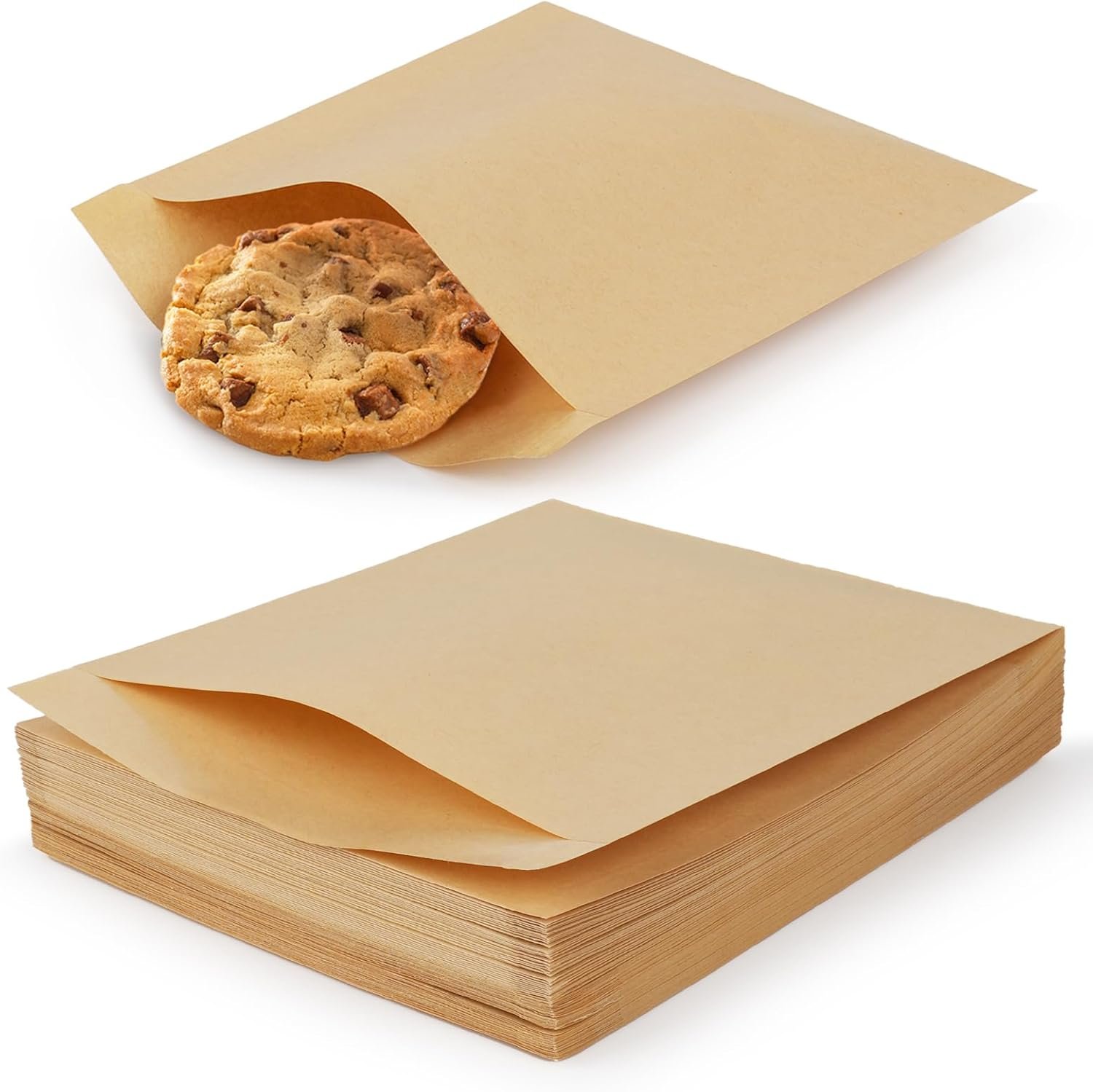 Großhandel 200er Packung Papierkekstüten, 5x6 Zoll, kleine braune Bäckereitüten mit Siegelstickern für die Verpackung von Donuts, Brownies, Snacks, Leckereien, gebackenem Gut, individueller Druck möglich, Hersteller für Lebensmittelverpackungen