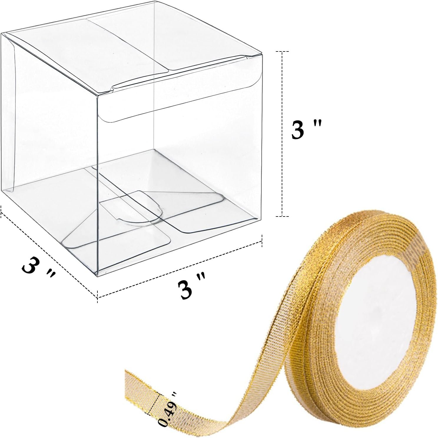 Großhandel 30 Stück transparente Kunststoff Favoritenboxen 3x3x3 Zoll mit goldenen Geschenkband, ideal für individuelle Logos, Treats und Minigifts von zuverlässigen Herstellern.