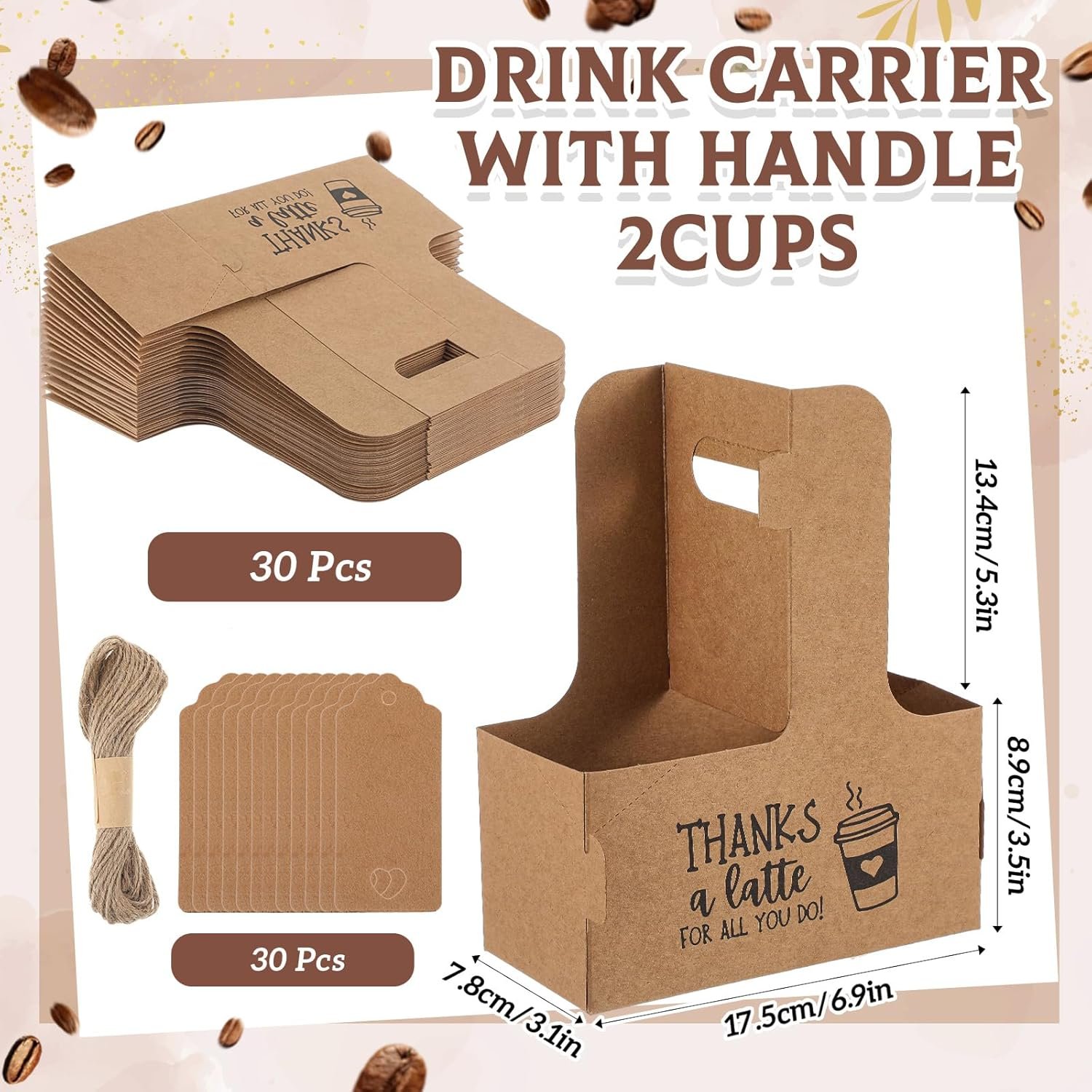 Großhandel Tragegestell für Getränke, 30 Set 2/4 Tassen für kalte und heiße Getränke, OEM Kraftpapierbecherhalter, ideal für Takeout und Lieferungen, individuell bedruckbar, 7 x 3 x 9 Zoll, braun. Großhandel Tragegestell für Getränke, 30 Set 2/4 Tassen für kalte und heiße Getränke, OEM Kraftpapierbecherhalter, ideal für Takeout und Lieferungen, individuell bedruckbar, 7 x 3 x 9 Zoll, braun.