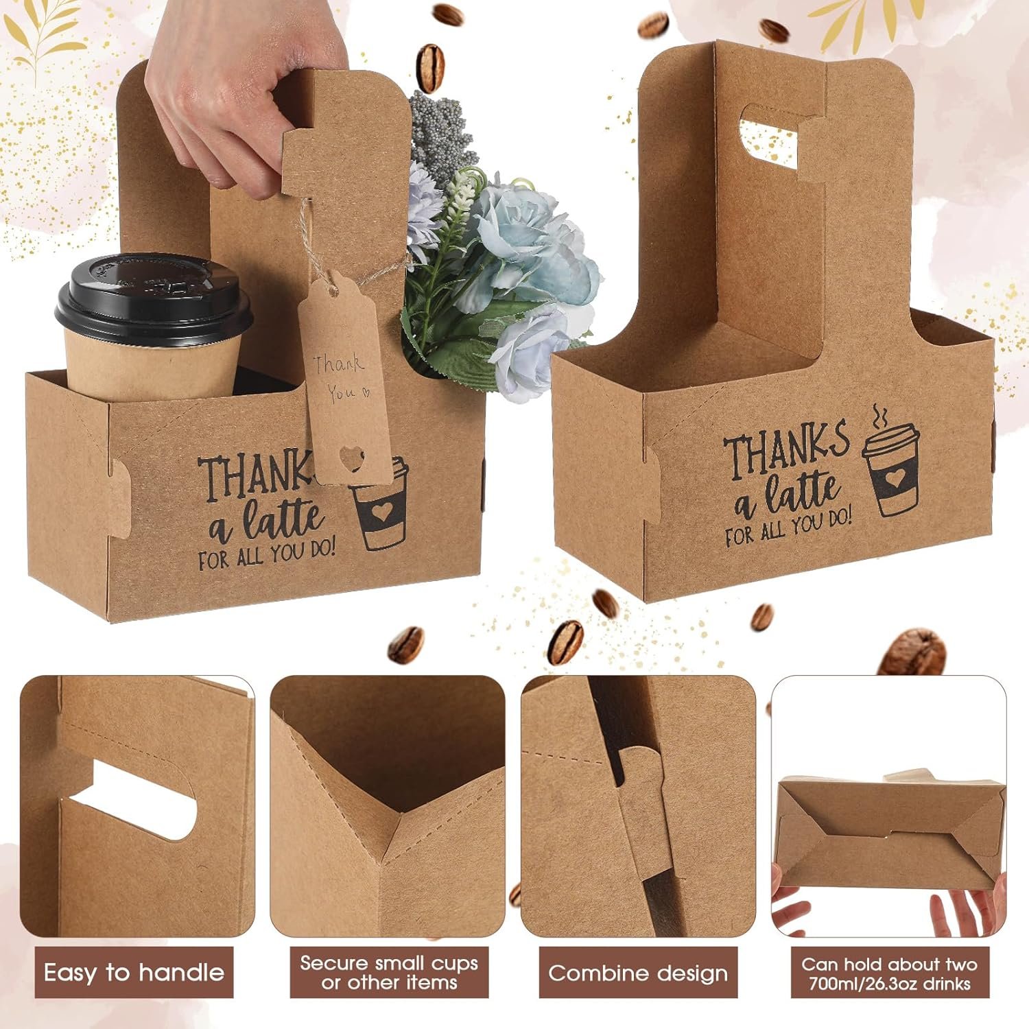 Großhandel Tragegestell für Getränke, 30 Set 2/4 Tassen für kalte und heiße Getränke, OEM Kraftpapierbecherhalter, ideal für Takeout und Lieferungen, individuell bedruckbar, 7 x 3 x 9 Zoll, braun. Großhandel Tragegestell für Getränke, 30 Set 2/4 Tassen für kalte und heiße Getränke, OEM Kraftpapierbecherhalter, ideal für Takeout und Lieferungen, individuell bedruckbar, 7 x 3 x 9 Zoll, braun.
