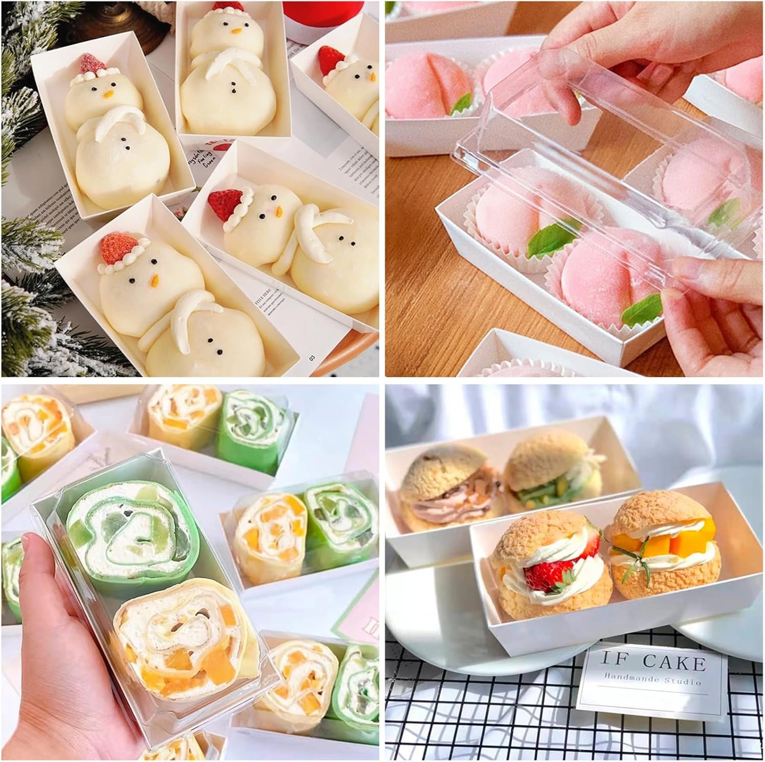 Großhandel Papier Charcuterie Boxen mit klaren Deckeln, 50 Stück Einweg-Sandwichbehälter, kleine Kraft Gebäckboxen für 2 Cupcakes, Muffins, heiße Kakaobomben, Erdbeeren, To-Go Dessertboxen, Individuelles Logo, OEM Lösungen