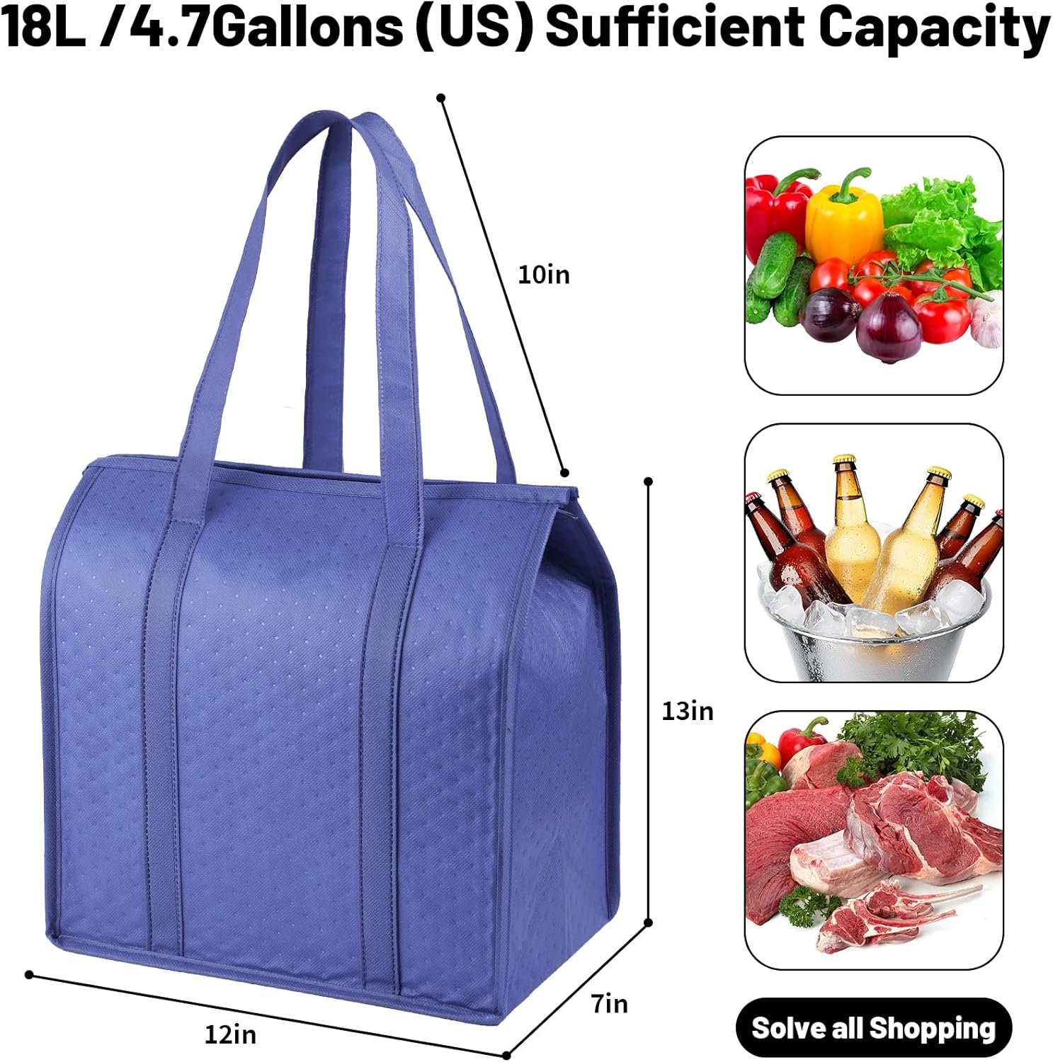 Großhandel thermische Taschen für gefrorene Lebensmittel mit Reißverschluss, individuelles Logo, OEM Kühltaschen für den Einkauf und Reisen in großer Menge Großhandel thermische Taschen für gefrorene Lebensmittel mit Reißverschluss, individuelles Logo, OEM Kühltaschen für den Einkauf und Reisen in großer Menge