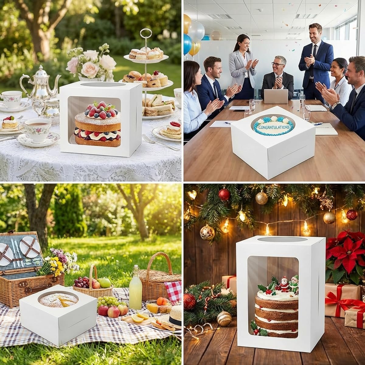 Großhandel 3er Pack 10x10x8 Zoll weiße Kuchenboxen mit Fenster und Deckel – Disposable Bäckerei-Boxen für Kuchen, Donuts, Pies, Kekse – Individuelles Logo für Geburtstags-, Hochzeits- und Partybedarf, Hersteller von Qualitätsverpackungen. Großhandel 3er Pack 10x10x8 Zoll weiße Kuchenboxen mit Fenster und Deckel – Disposable Bäckerei-Boxen für Kuchen, Donuts, Pies, Kekse – Individuelles Logo für Geburtstags-, Hochzeits- und Partybedarf, Hersteller von Qualitätsverpackungen.