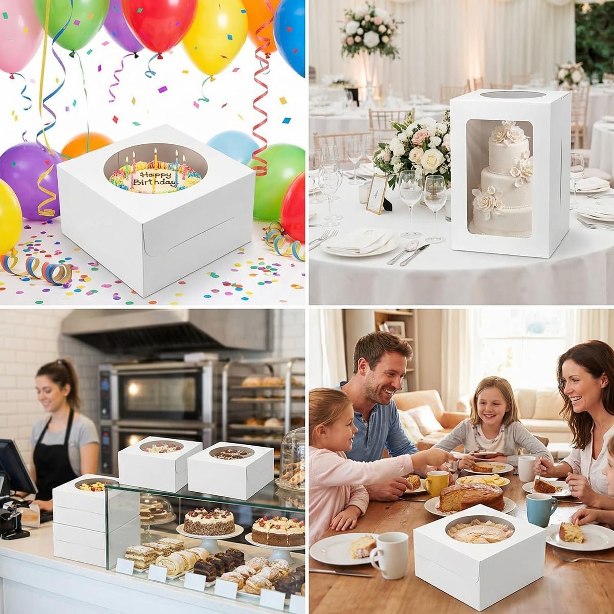 Großhandel 3er Pack 10x10x8 Zoll weiße Kuchenboxen mit Fenster und Deckel – Disposable Bäckerei-Boxen für Kuchen, Donuts, Pies, Kekse – Individuelles Logo für Geburtstags-, Hochzeits- und Partybedarf, Hersteller von Qualitätsverpackungen. Großhandel 3er Pack 10x10x8 Zoll weiße Kuchenboxen mit Fenster und Deckel – Disposable Bäckerei-Boxen für Kuchen, Donuts, Pies, Kekse – Individuelles Logo für Geburtstags-, Hochzeits- und Partybedarf, Hersteller von Qualitätsverpackungen.